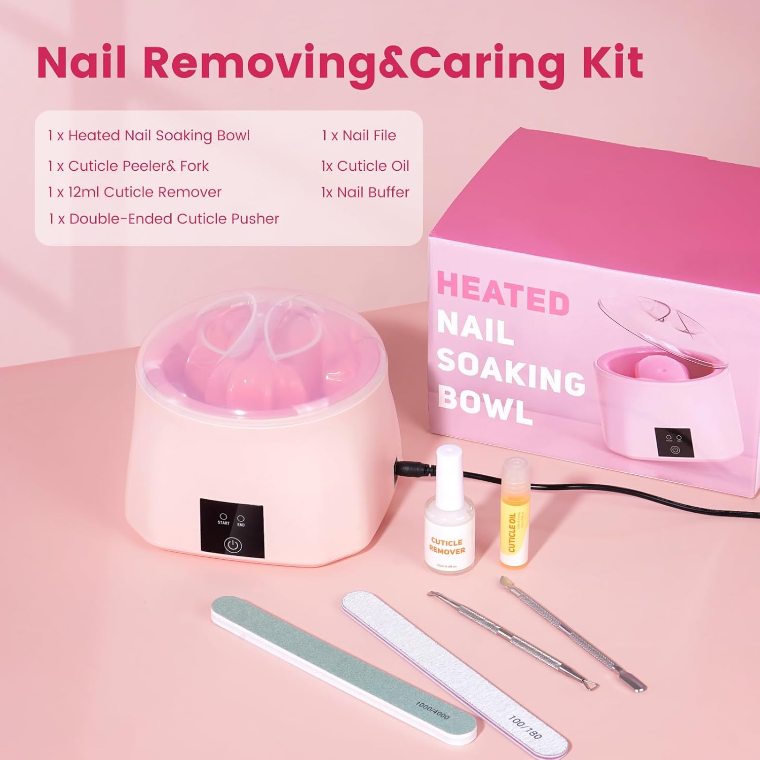 Quaferen Nail Soaking Bowl Heated: 50% Faster Soak Off Gel Polish Dip Powder Remover Bowl- Electric Soak Off Acrylic Nail Remover Manicure Bowls for Salon Home - Image 7