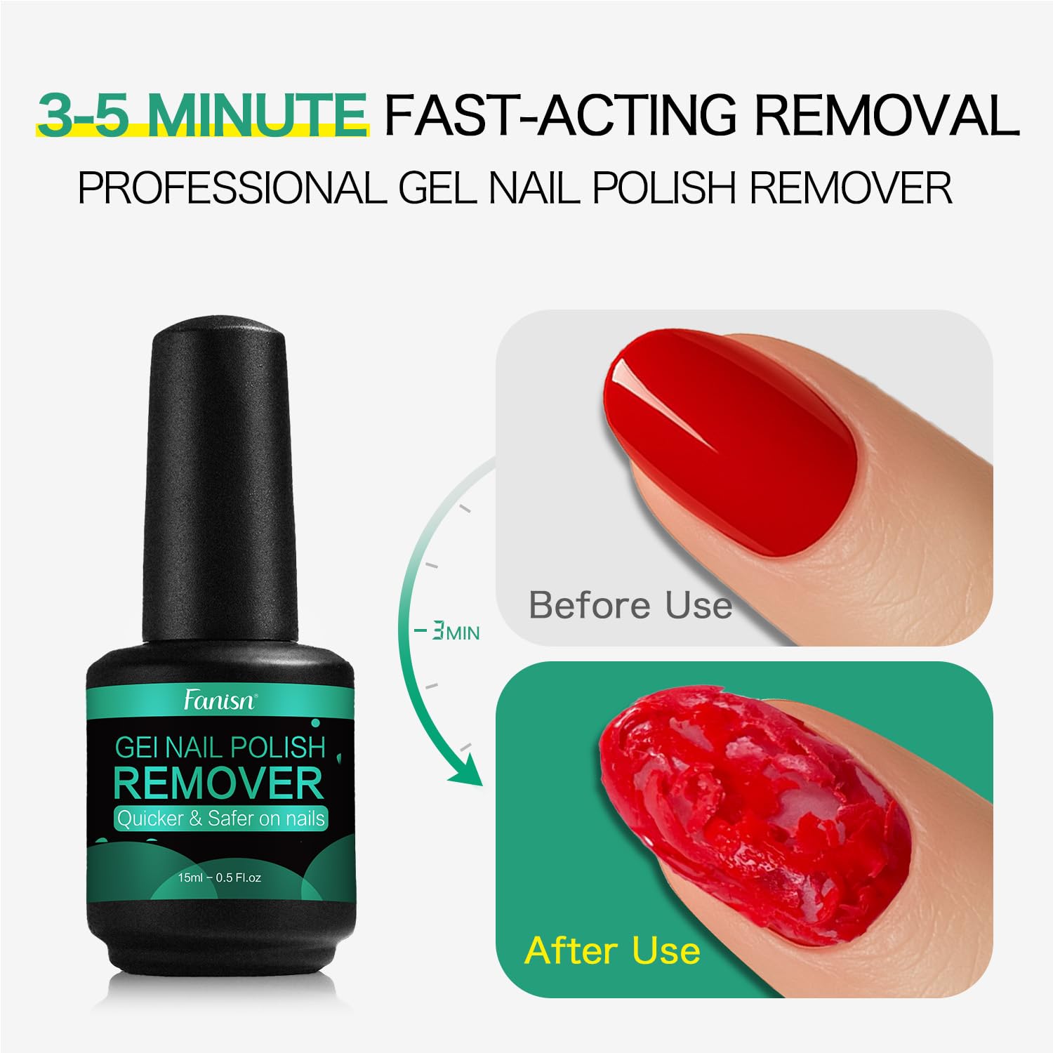 Quick Soak Off Gel Polish Remover Kit 15ml with Tools for 2-5 Minute Removal - Image 2