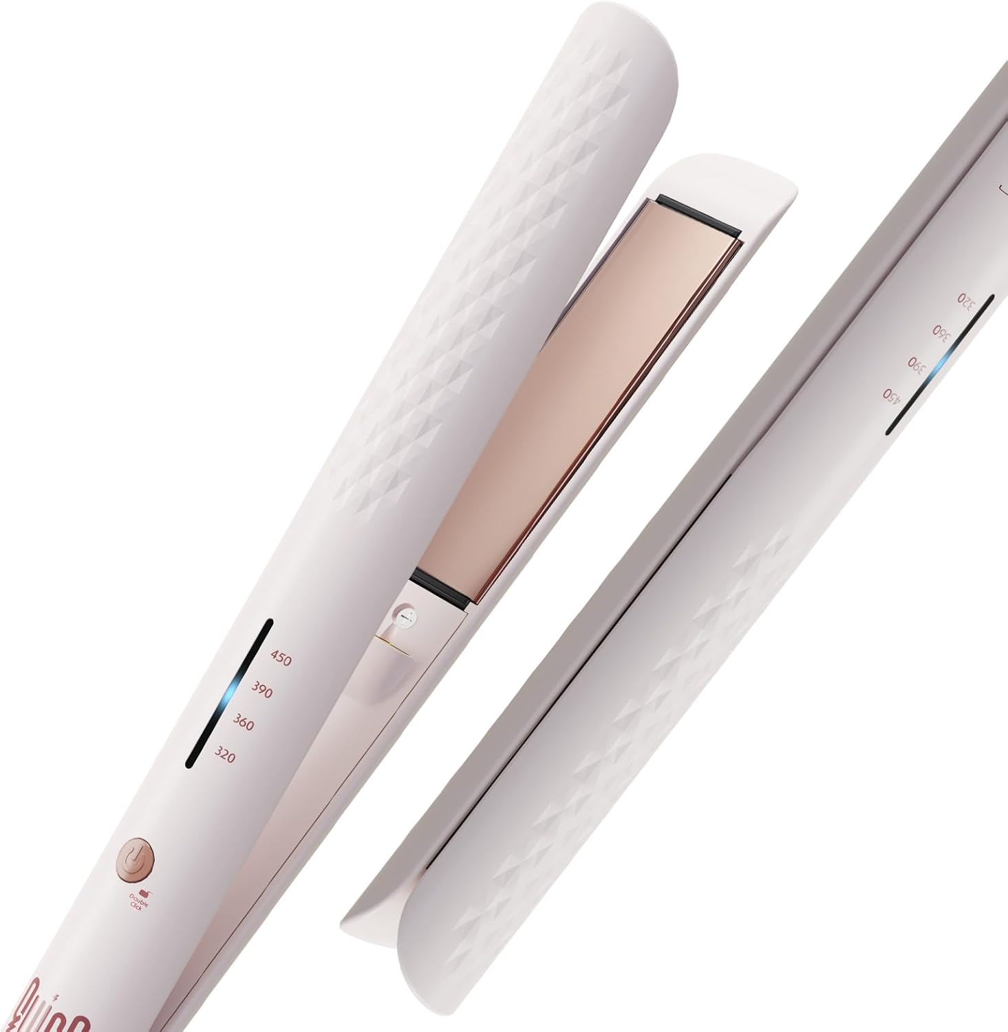 Quico Hair Straightener, 110-240V Global Travel Hair Straighteners for Women, 15s Fast Heating, Professional Negative Ion Flat Iron, Temp Memory, 320℉-450℉, Auto-Off, with Glove and Clips, Gift, Pink - Image 8