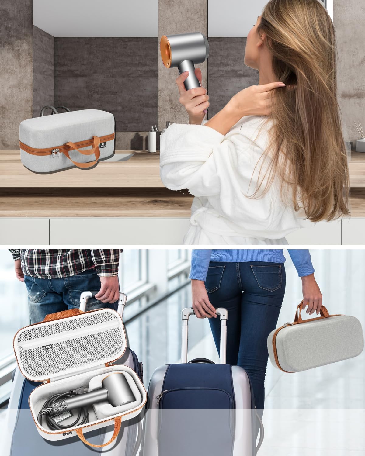 RAIACE Hard Storage Case Compatible with Dyson Hair Dryer, Travel Carrying Bag. (for Sale is case only). - Gray(Gray Lining) - Image 7