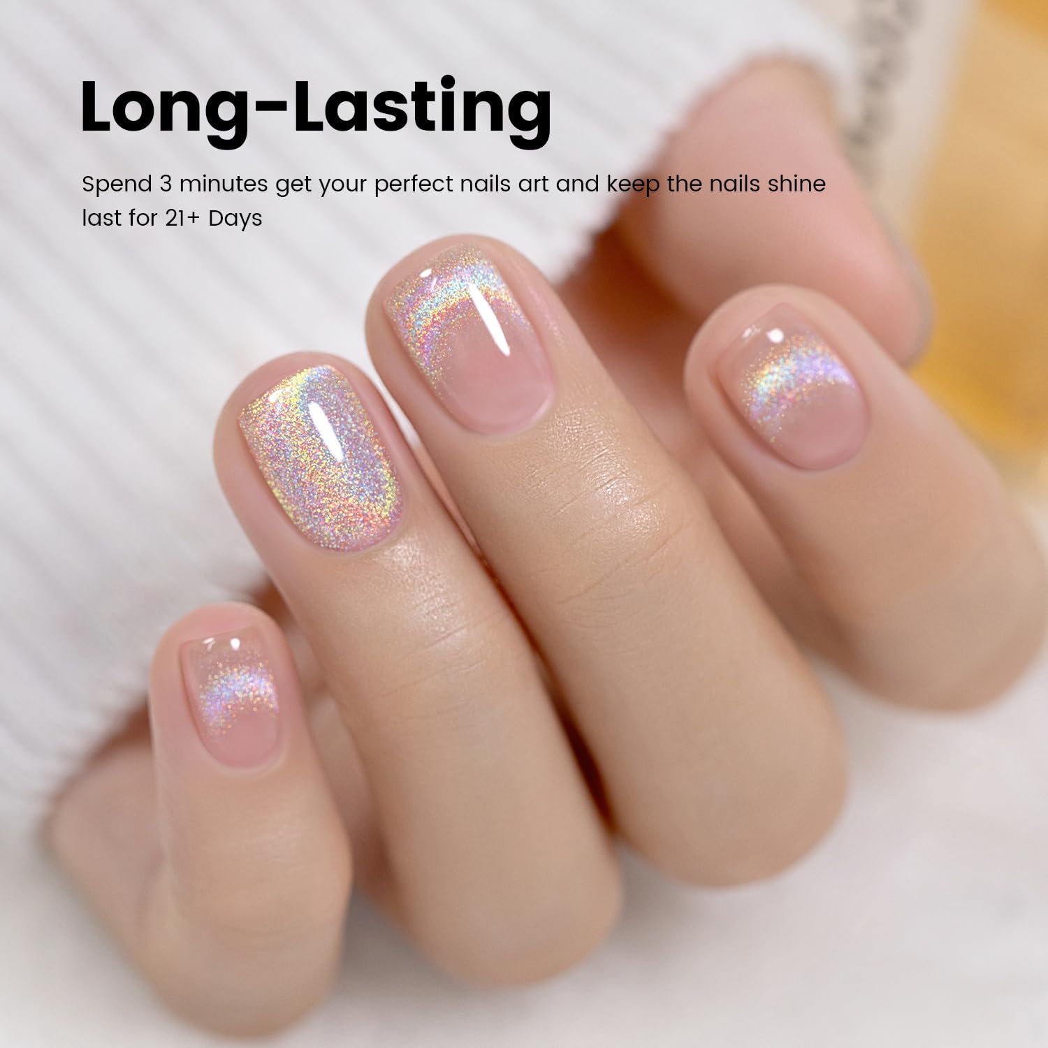 RARJSM 9D Cat Eye Gel Nail Polish Kit with Magnet Stick Clear Silver Glitter for DIY Nail Art - Image 2