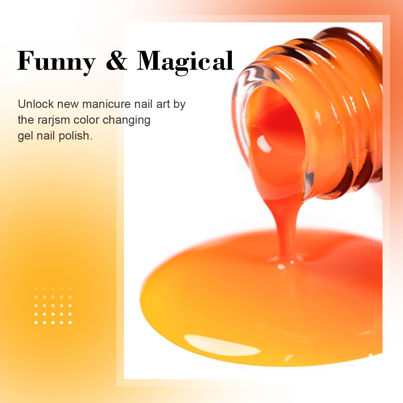 RARJSM Color Changing Gel Nail Polish Orange to Yellow 15ML Mood Changing Gel Nail Polish Soak off UV Temperature Change Gel Polish for Nail Art Manicure Salon DIY at Home - Image 4