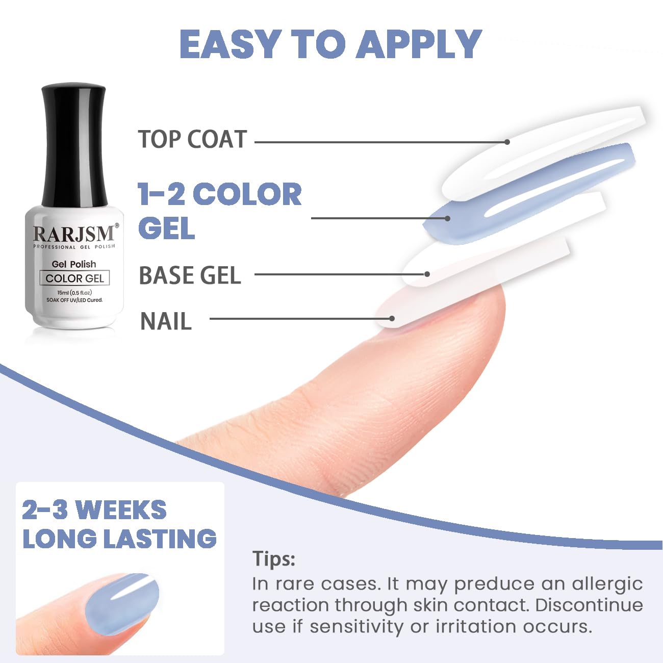 RARJSM Jelly Gel Nail Polish Clear Light Blue Gel Nail Polish Transparent Pastel Nude Sheer Blue Nail GelPolish Varnish Curing Requires LED UV French Manicure Soak Off for Home Salon 15ml 1pcs - Image 6