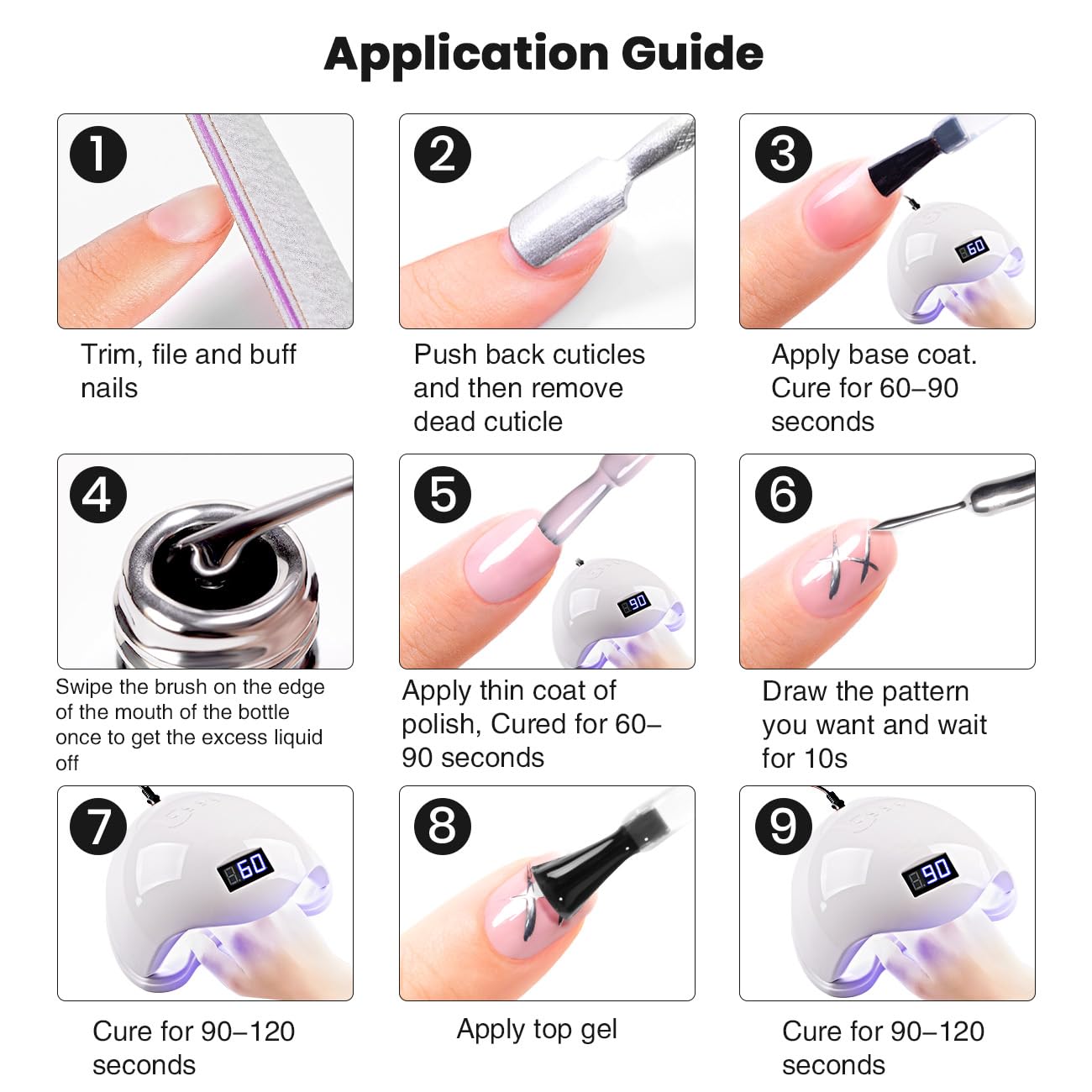 RARJSM Metallic Silver Gel Liner Nail Art 3D Mirror Chrome Effect Gel Nail Polish 8ml Build in Thin Brush Metal Painted Drawing Striper Gel Polish Soak off Curing Requires for Home Salon Diy Painting - Image 9
