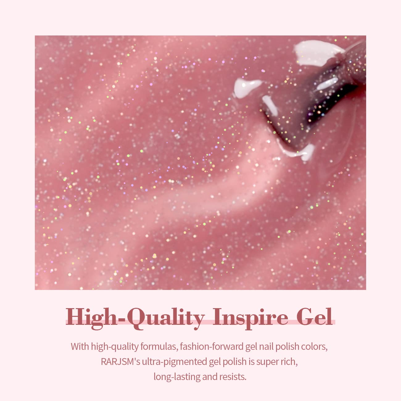 RARJSM Nail Polish Nude Glitter Rose Pink Jelly Shimmery Iridescent Rainbow Pigments Sparkly Red Pink Translucent Natural Gel Polish Soak off UV LED Cured 15ml Single Bottle - Image 6