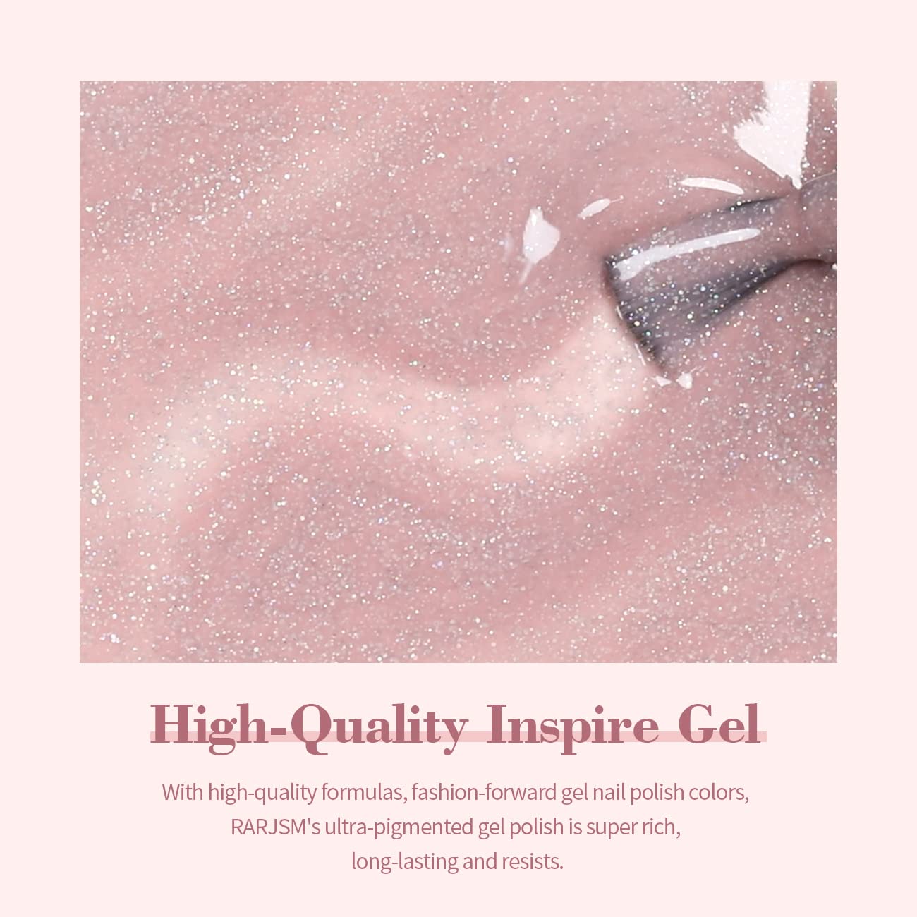 RARJSM Nude Pink Gel Polish Rainbow Glitter Iridescent Shimmer Pigment Jelly Neutral Color Skin Tone 15ml Sparkle Pink Natural Soak off UV LED Cured for Home Salon DIY Nail Art - Image 6