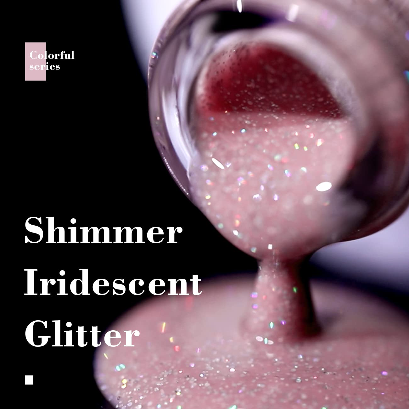 RARJSM Nude Pink Gel Polish Rainbow Glitter Iridescent Shimmer Pigment Jelly Neutral Color Skin Tone 15ml Sparkle Pink Natural Soak off UV LED Cured for Home Salon DIY Nail Art - Image 5
