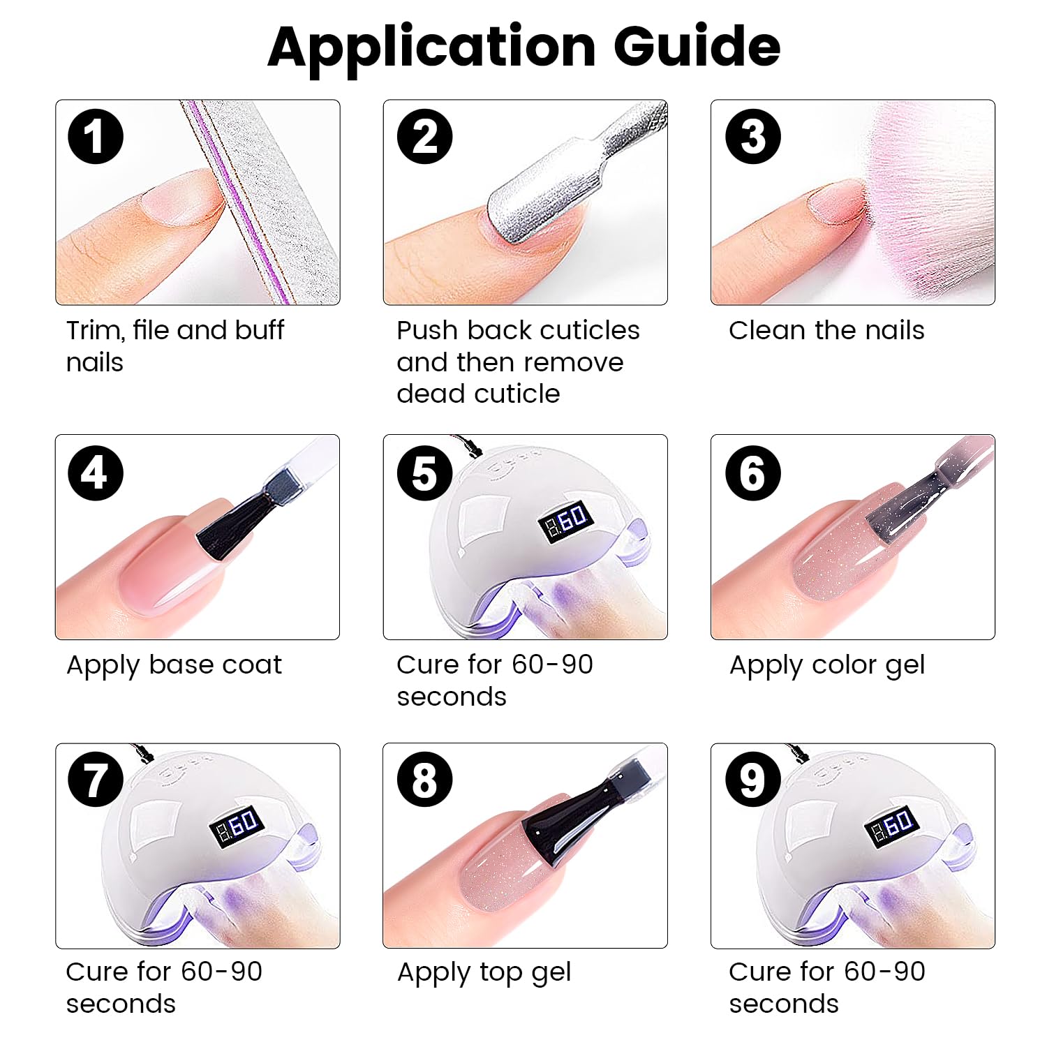 RARJSM Nude Rubber Base Gel Nail Polish Rainbow Glitter Sheer Light Pink Rubber Base for Nails Iridescent Brush on Quick Extend Builder Hard Gel Soak Off Curing Requires 15ml French Manicure - Image 7