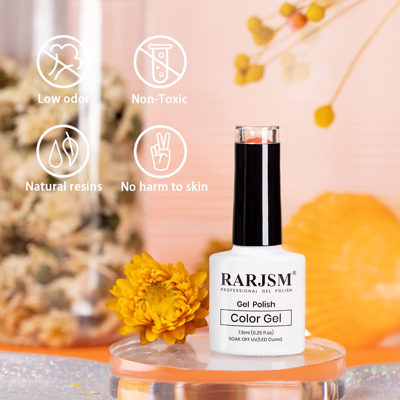 RARJSM Orange Gel Nail Polish, 1Pcs 7.5ml Orange Color Reflective Gel Polish Soak Off Gel Polish Neons Spring Summer Color Diamond Shimmer Gel Nail Art Manicure Salon DIY at Home - Image 5