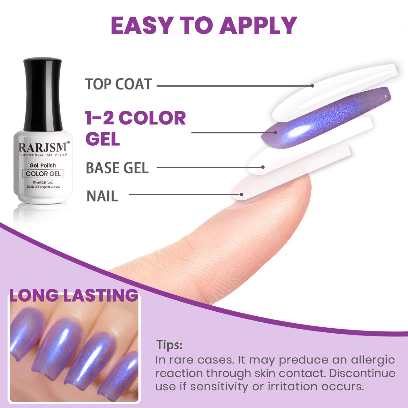 RARJSM Pearl Gel Nail Polish 15ML Lavender Gelpolish UV LED Nail Cure Required Quick Dry Shell Shiny Nail Gel Polish Varnish for NailStarter - Image 6
