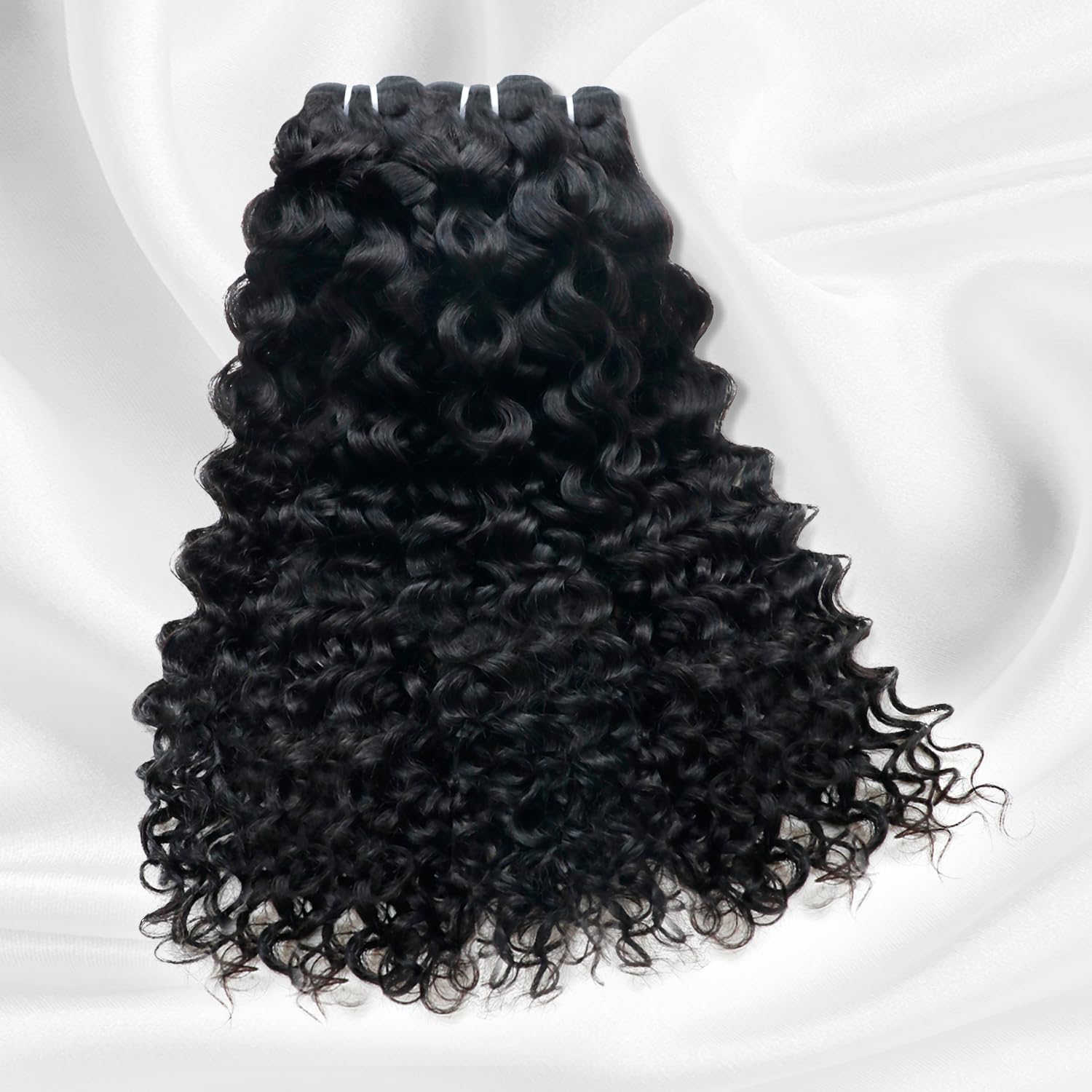 Raw Curly Human Hair Bundles 16 18 20Inch 15A Double Weft Water Wave Burmese Curly Bundles Human Hair 100% Unprocessed Brazilian Virgin Hair 3 Deals Human Hair Extensions Natural Black