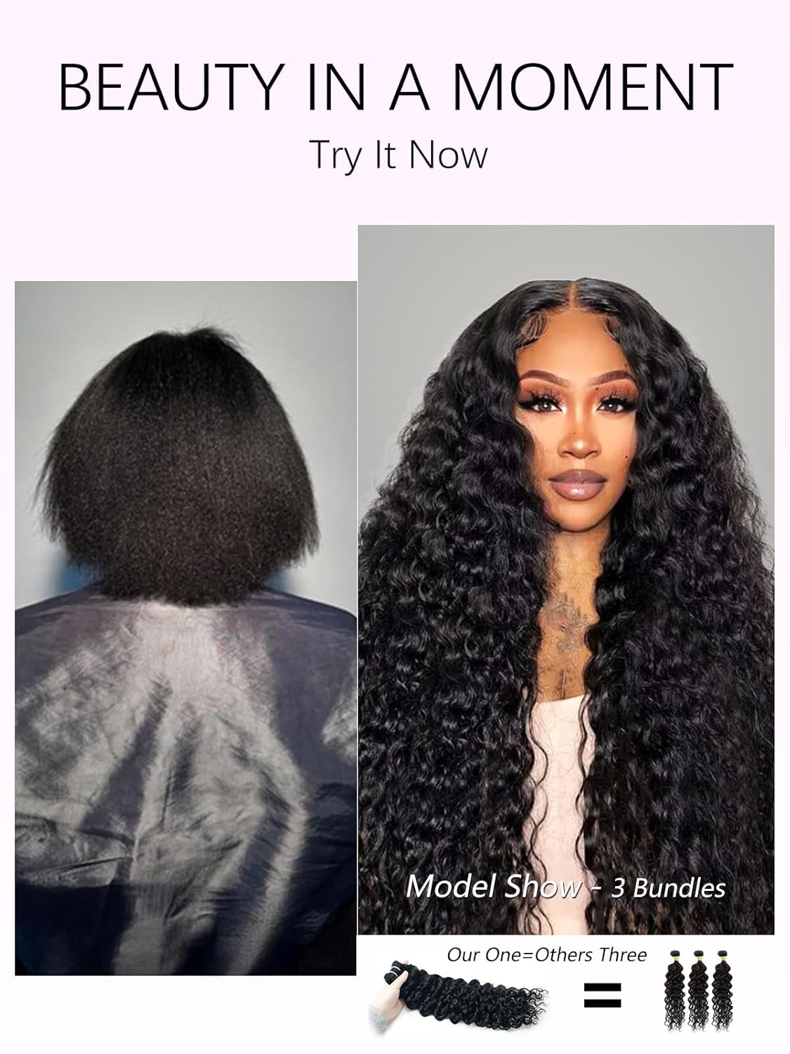 Raw Curly Human Hair Bundles 16 Inch 15A Double Weft Water Wave Burmese Curly Bundles Human Hair 100% Unprocessed Brazilian Virgin Hair 3 Deals Human Hair Extensions Natural Black - Image 2