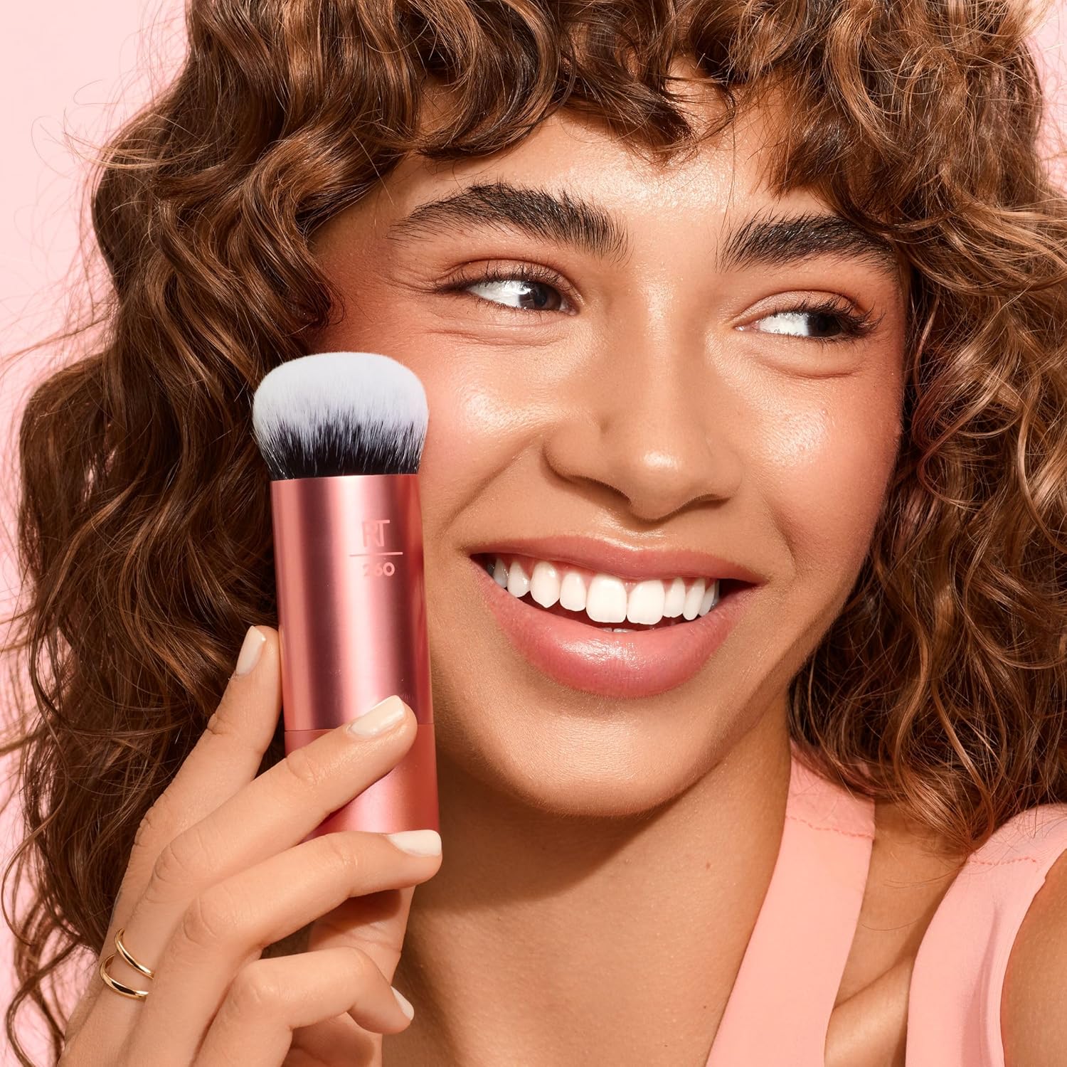 Real Techniques Bubble Blending Makeup Brush, Multipurpose Foundation Brush For Liquid, Cream, & Powder Products, Unique Round Brush Head, Synthetic Bristles, Vegan & Cruelty Free, 1 Count - Image 6