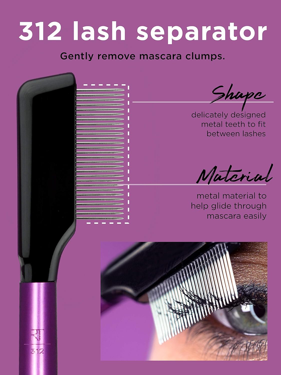 Real Techniques Cruelty Free Enhanced Eye Set, Eyeshadow and Brow Brushes, Purple, 6 Piece Makeup Brush Kit - Image 5