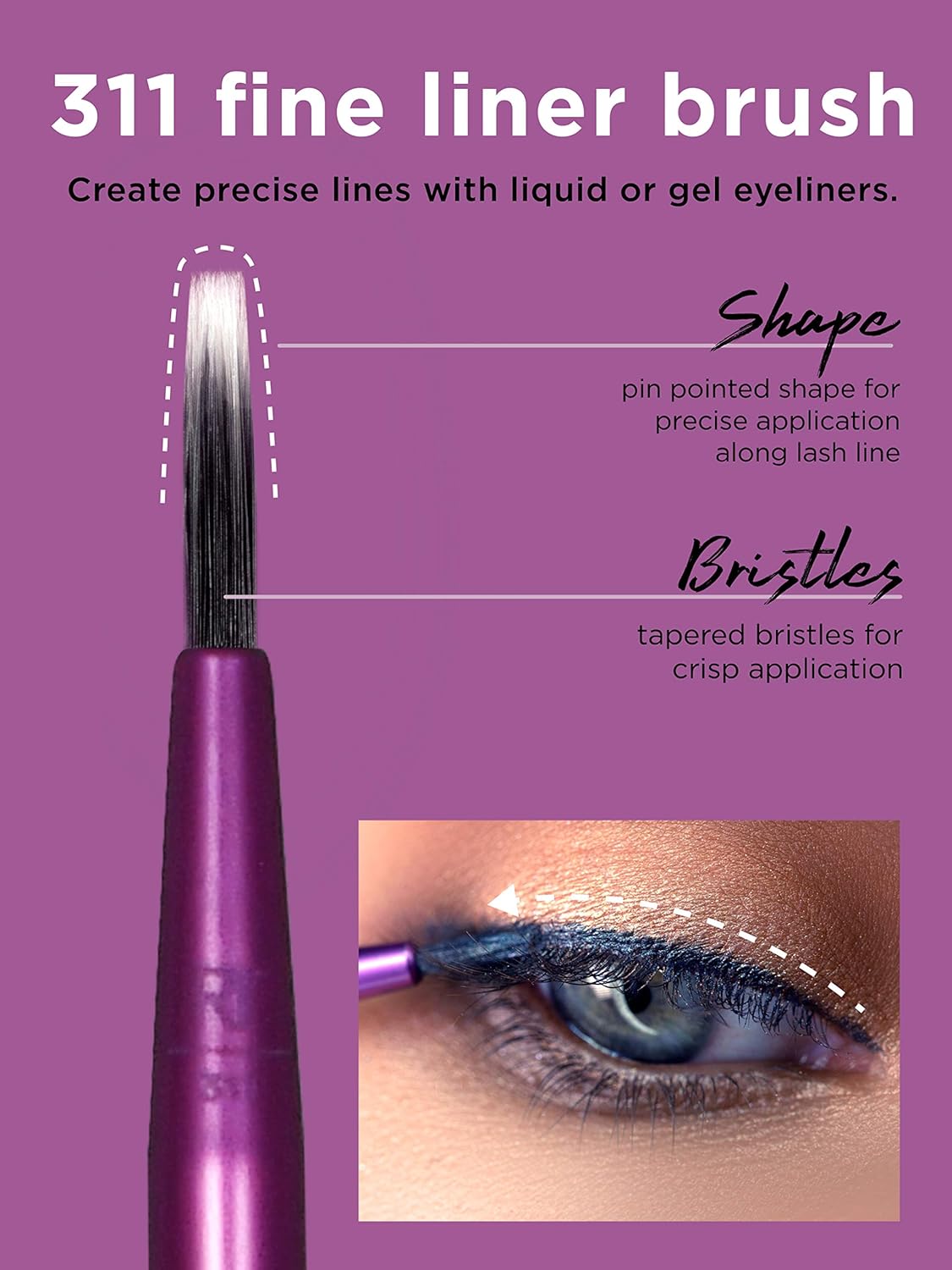 Real Techniques Cruelty Free Enhanced Eye Set, Eyeshadow and Brow Brushes, Purple, 6 Piece Makeup Brush Kit - Image 6