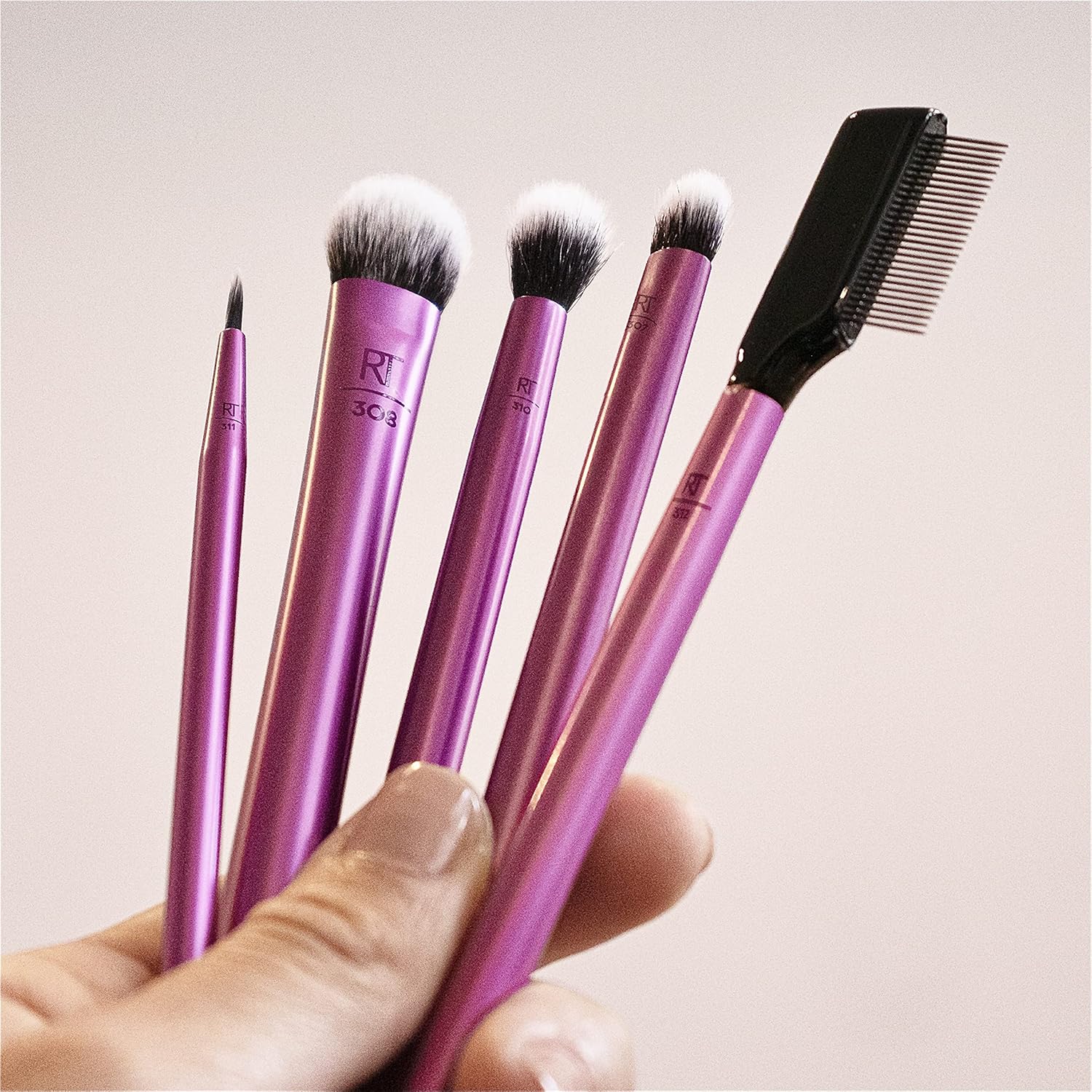 Real Techniques Cruelty Free Enhanced Eye Set, Eyeshadow and Brow Brushes, Purple, 6 Piece Makeup Brush Kit - Image 10