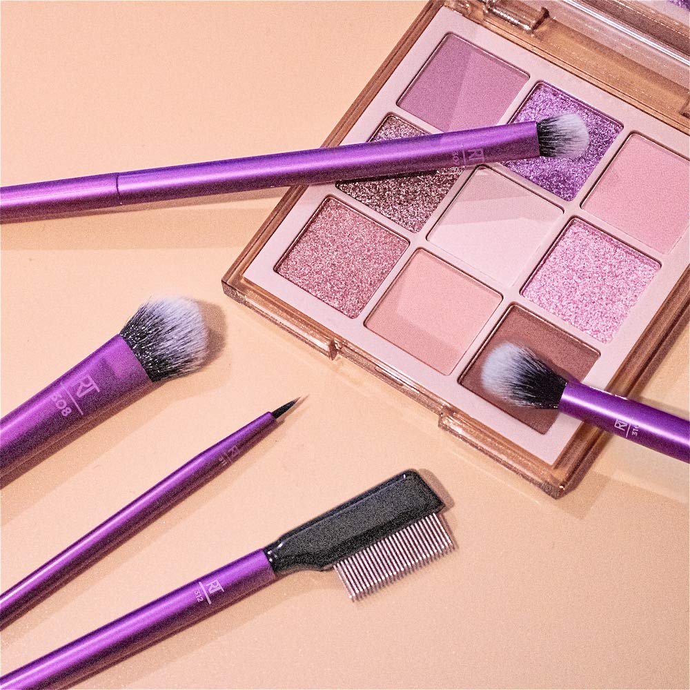 Real Techniques Cruelty Free Enhanced Eye Set, Eyeshadow and Brow Brushes, Purple, 6 Piece Makeup Brush Kit - Image 11