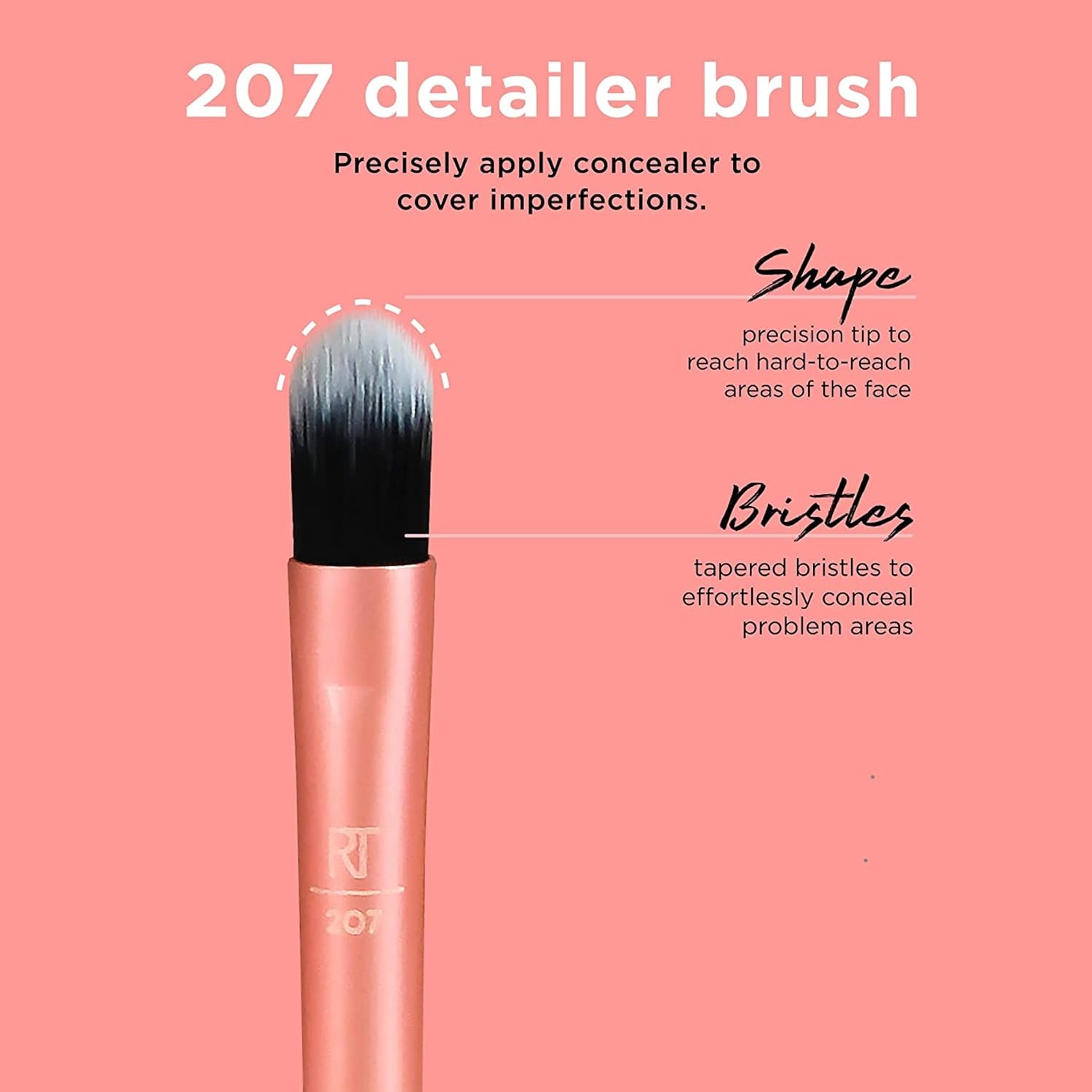 Real Techniques Flawless Base Brush Set With Ultra Plush Custom Cut Synthetic Bristles and Extended Aluminum Ferrules to Build Coverage for Every Makeup Application Need, Orange, 5 Piece - Image 7