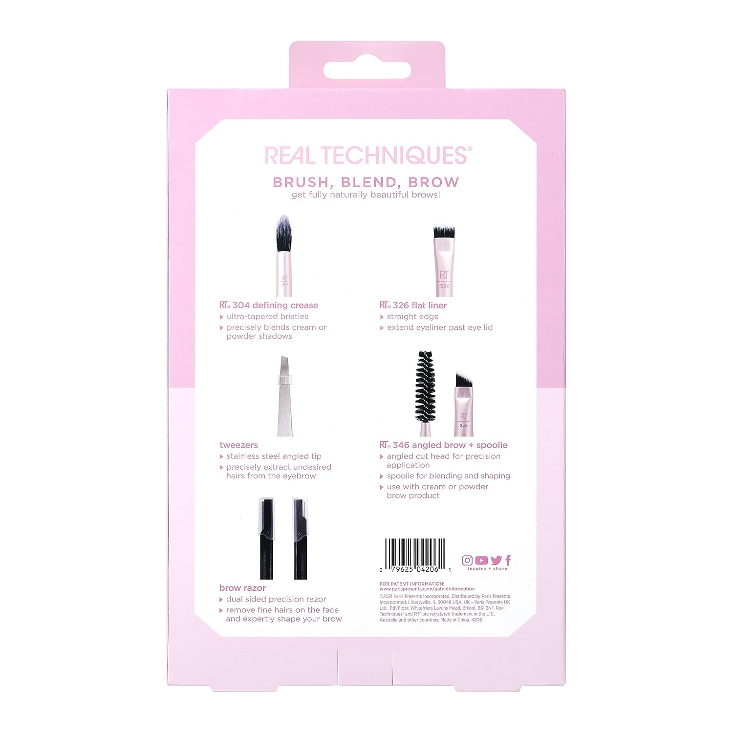 Real Techniques Limited Edition Blush, Blend, Brow Makeup Brush Set to Shape, Fill and Perfect, Mother's Day & Easter Gift, Pink, 5 Count, Perfect For Wife, Spouse, Girlfriend, and Daughter - Image 3