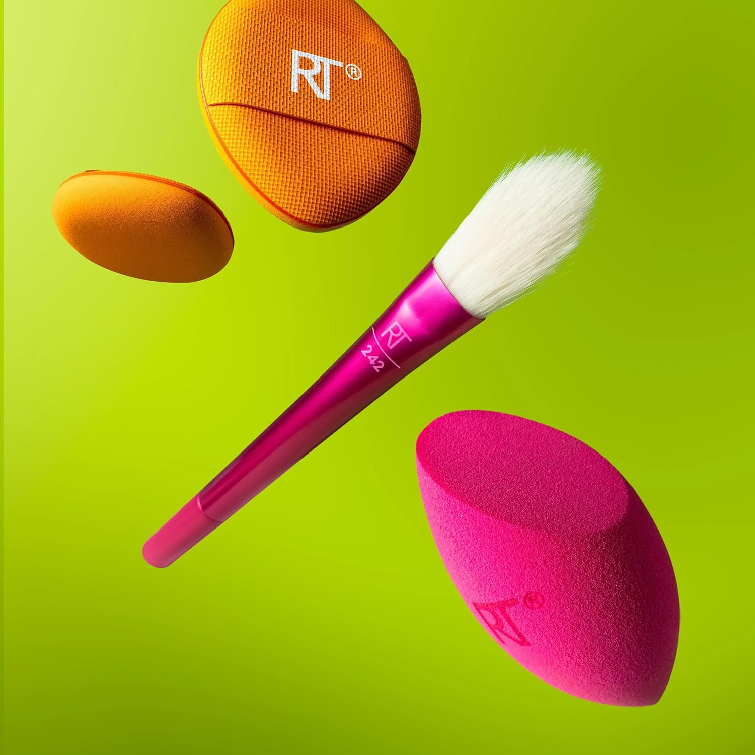Real Techniques Vivid Escape Bright Eyes Concealer 4 Piece Set, Includes Kitten Paw Makeup Brush, Powder Puff, & Concealer Makeup Blending Sponge, Targeted Concealing, Travel Friendly, Cruelty-Free - Image 5