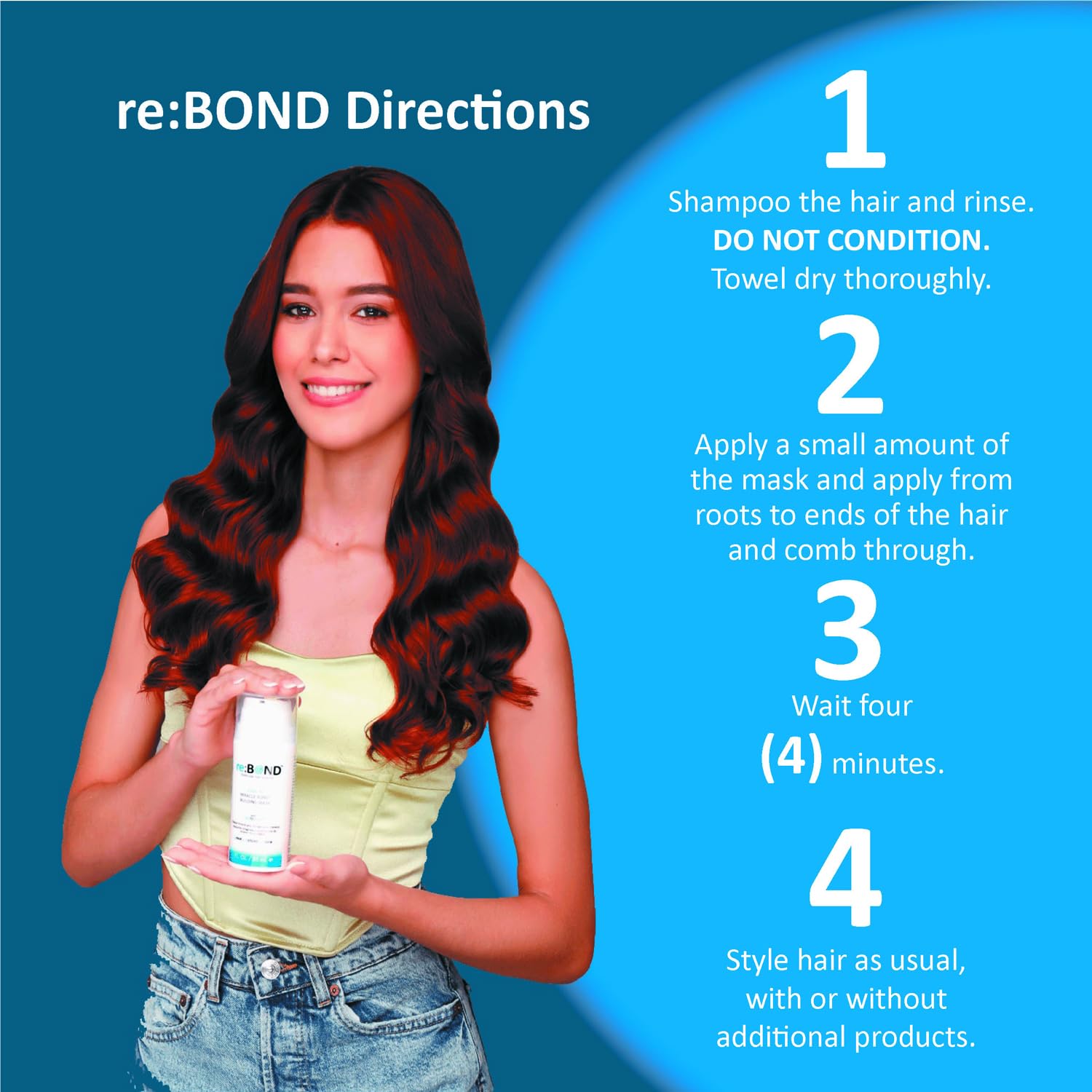 reBOND Leave-in Miracle Bond Building Hair Mask- 4 minute Repair Treatment Deep Conditioning for Bleached, Damaged, Dry, Colored or Frizzy Hair - Set includes: 3oz + .34oz - Image 4