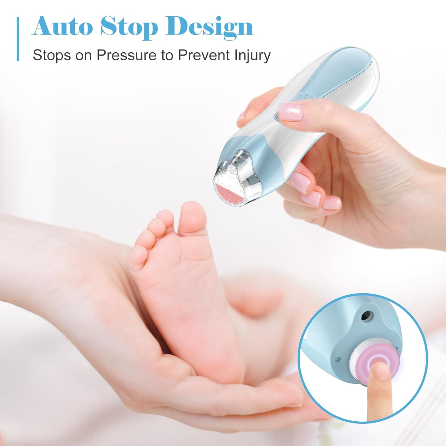 Rechargeable Baby Nail Trimmer Electric Baby Nail File, 15-in-1 Nail Clippers Filer Buffer Kit with Dust Cover LED Light for Newborn Infant Toddler Adult Toes Fingernails, Blue - Image 4