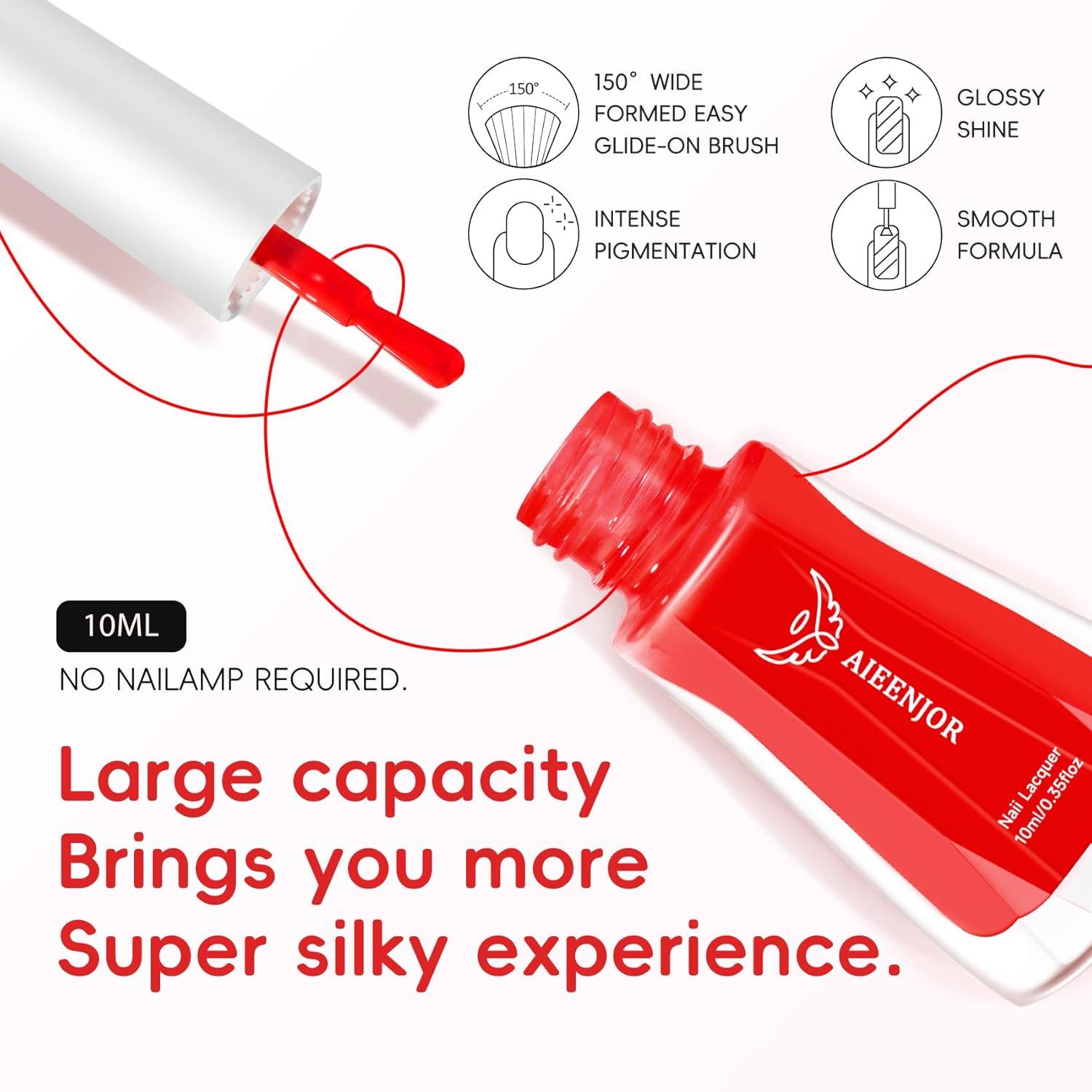 Red Nail Polish, Quick Dry Nail Polish, No UV Lamp Needed, Streak Free, Long Last Fingernail Polish for Nail Manicure Salon DIY Nail Art, 0.35 fl oz - Image 5