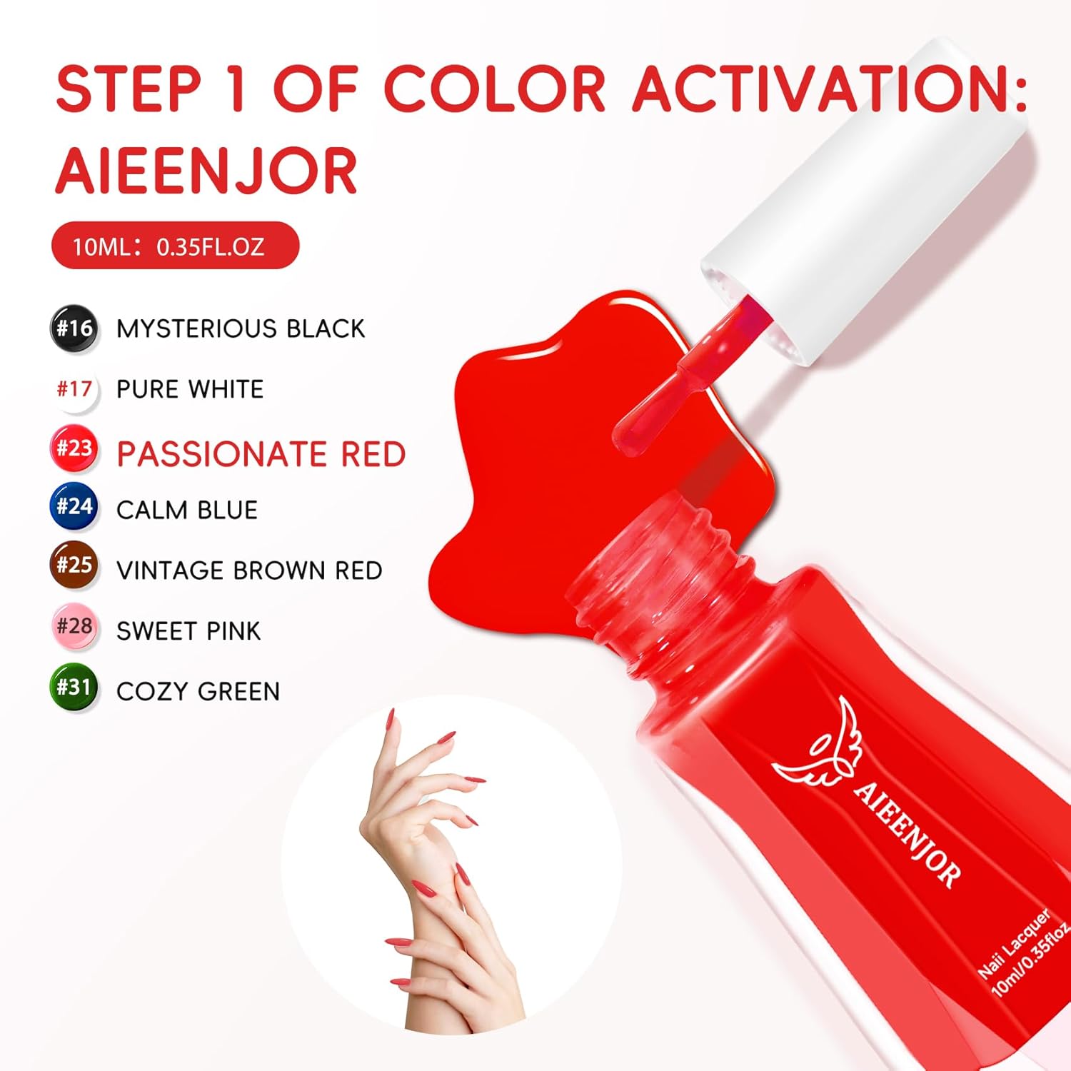 Red Nail Polish, Quick Dry Nail Polish, No UV Lamp Needed, Streak Free, Long Last Fingernail Polish for Nail Manicure Salon DIY Nail Art, 0.35 fl oz - Image 2