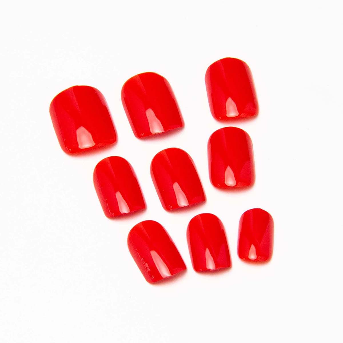 Red Press on Nails Short Fake Nails Square False Nails Press ons with Solid Color Designs Reusable Acrylic Nails Glossy Full Cover Stick on Nails for Women Manicure 24 Pcs - Image 5
