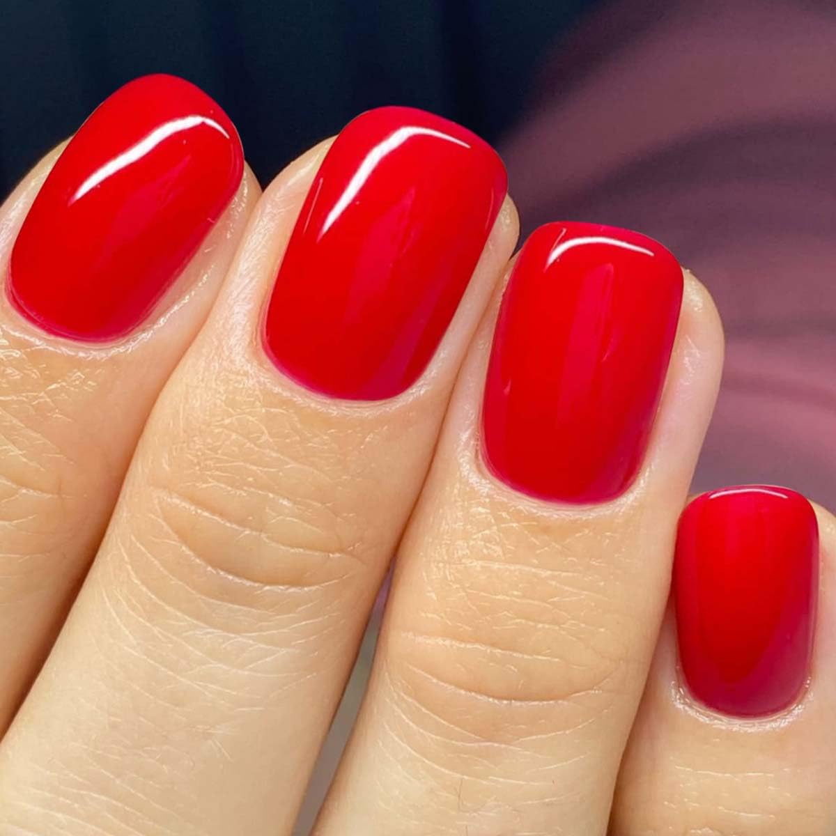 Red Press on Nails Short Fake Nails Square False Nails Press ons with Solid Color Designs Reusable Acrylic Nails Glossy Full Cover Stick on Nails for Women Manicure 24 Pcs - Image 2
