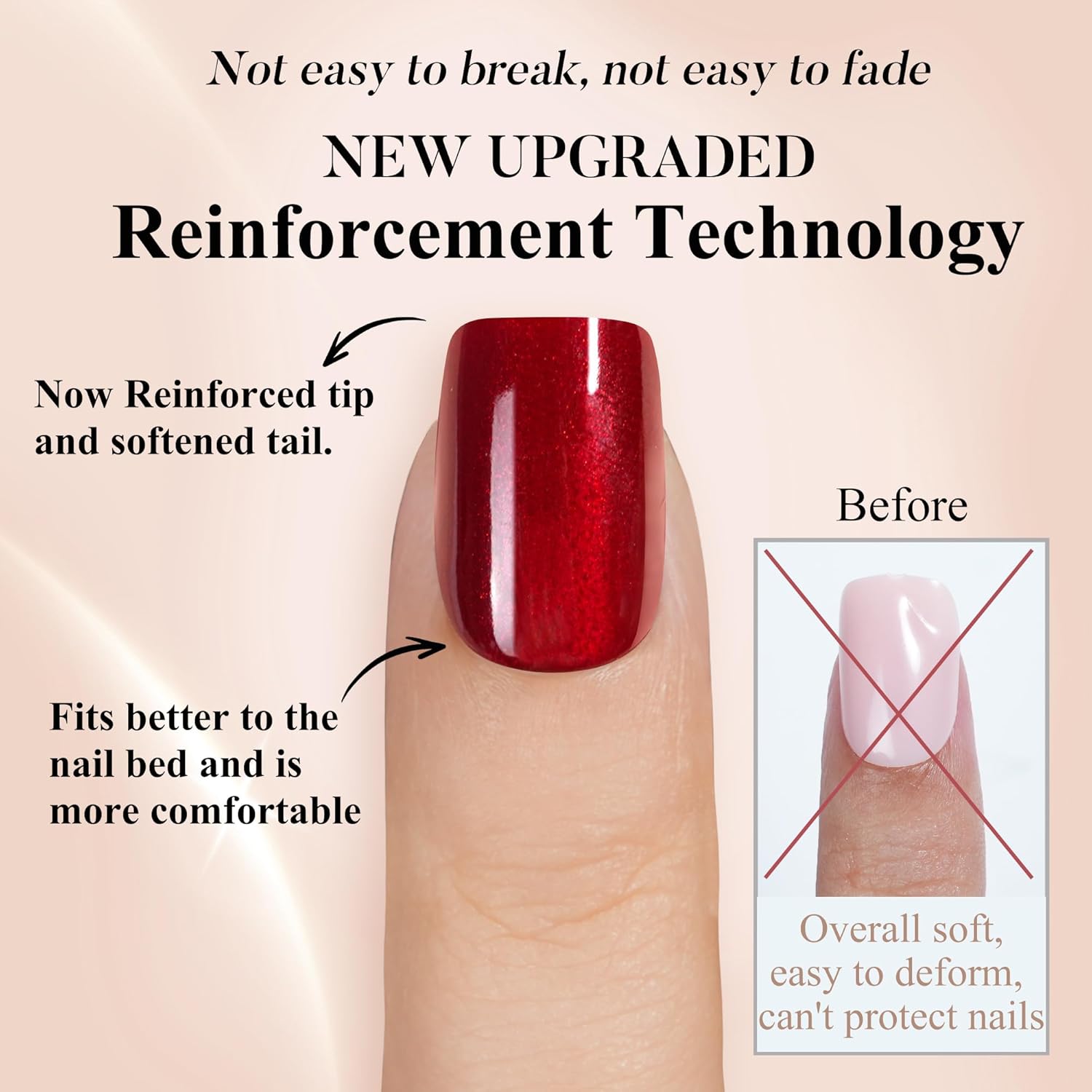 Red Press on Nails Short, Jofay Fashion Soft Gel Fake Nails, Cat Eye Press on Nails, Reusable & Natural Acrylic False Nails, Stick on Nails for Women Girls Gift, Glue on Nails Kit 32 Pcs - Image 4