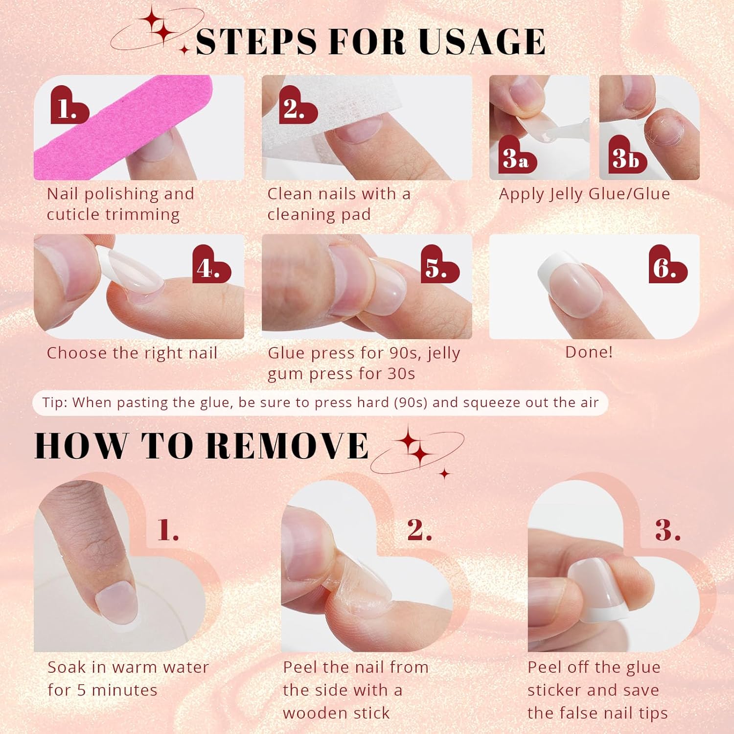 Red Press on Nails Short, Jofay Fashion Soft Gel Fake Nails, Cat Eye Press on Nails, Reusable & Natural Acrylic False Nails, Stick on Nails for Women Girls Gift, Glue on Nails Kit 32 Pcs - Image 7