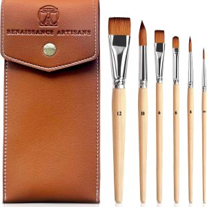 Rembrandt Series I - 6pc Travel Watercolor Brushes Set, Kolinsky Sable Performance Hair, Designed for Watercolors & Versatile in Gouache, Oil - Premium Art & Travel Kit