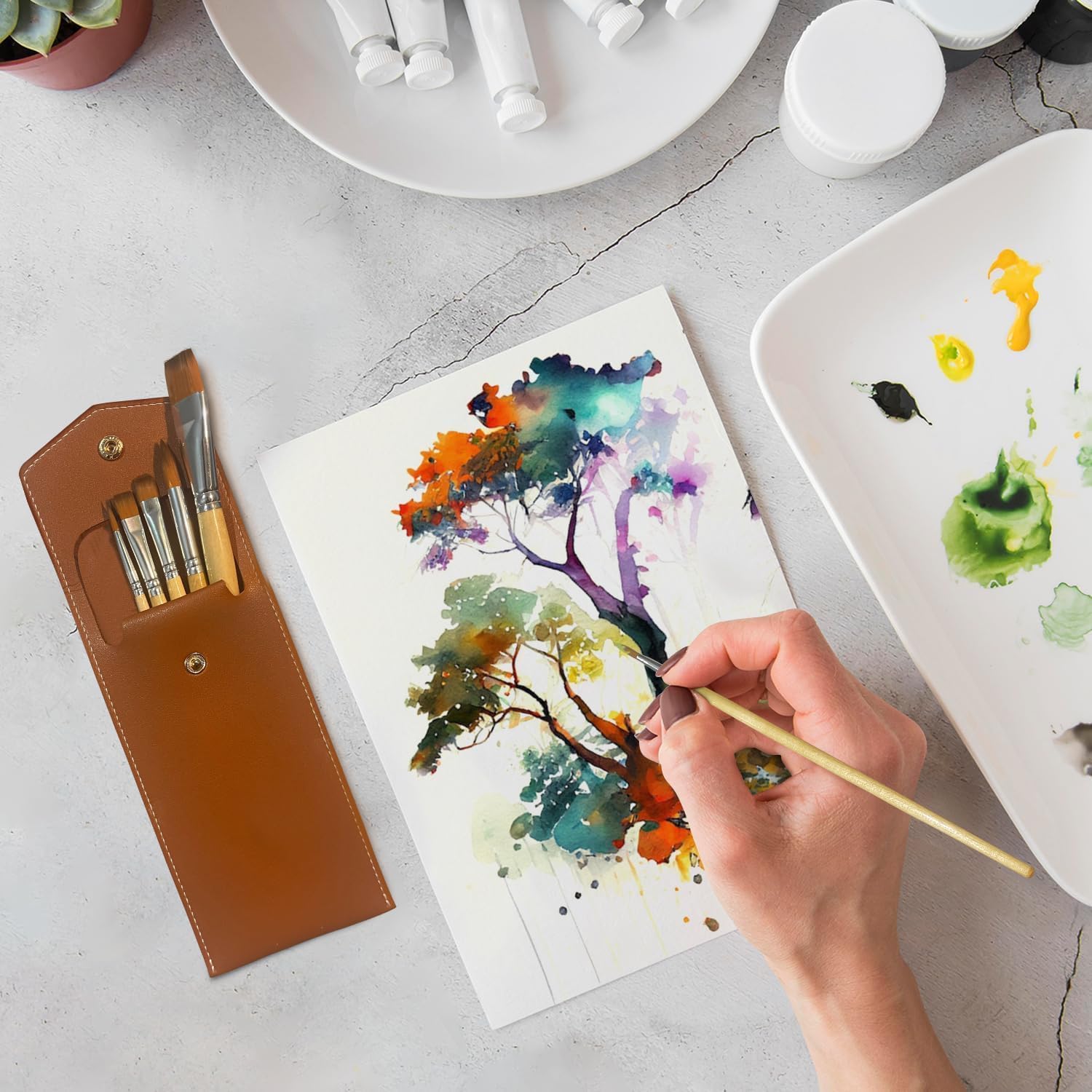 Rembrandt Series I - 6pc Travel Watercolor Brushes Set, Kolinsky Sable Performance Hair, Designed for Watercolors & Versatile in Gouache, Oil - Premium Art & Travel Kit - Image 7