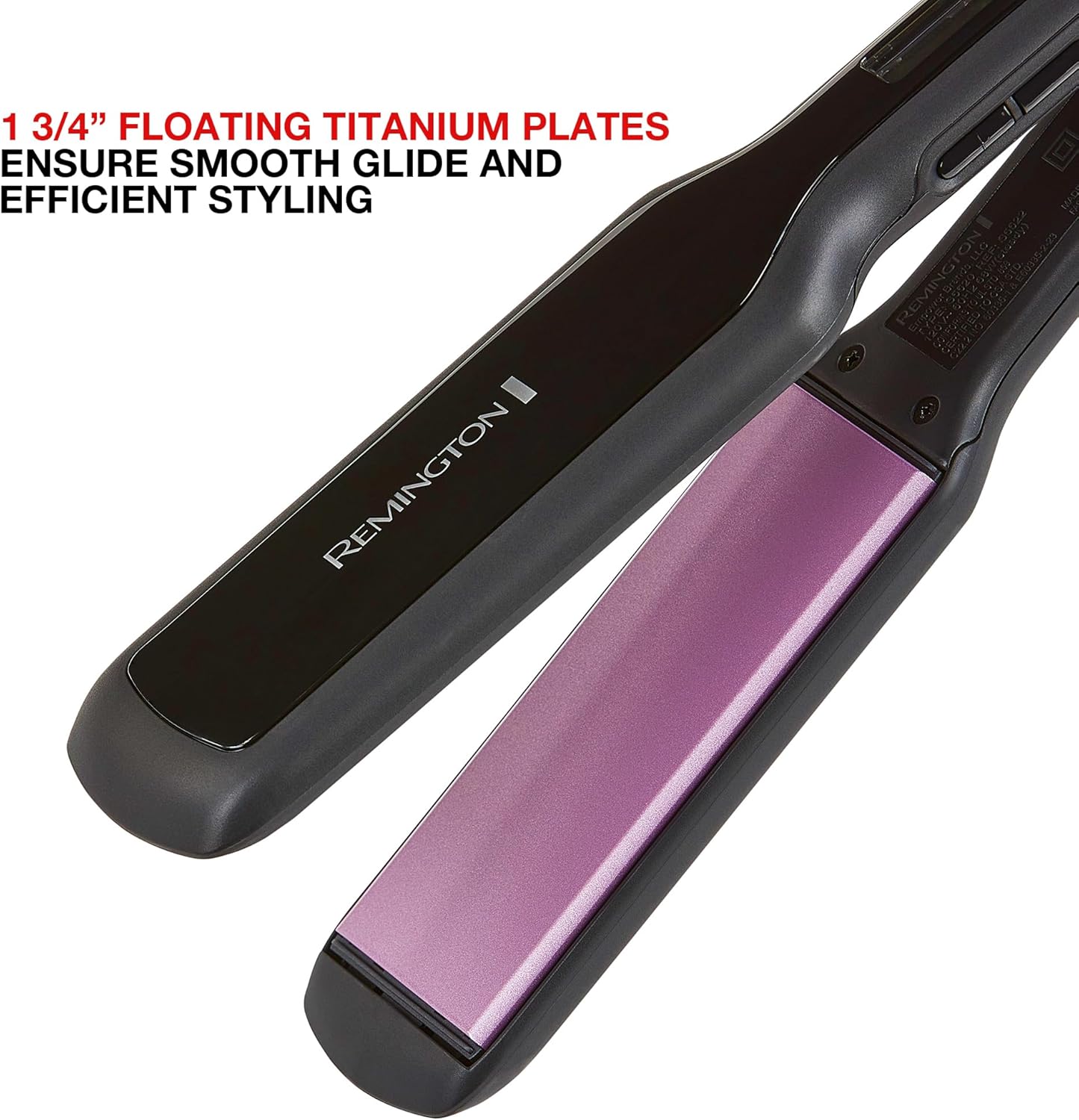 Remington 1 3/4" Flat Iron, Hair Straightener with Anti-Static Technology, 30-Second Heat Up & 60 Minute Auto Shut-off, 30% Longer Ceramic Floating Plates, Titanium + Ceramic Coating - Image 4