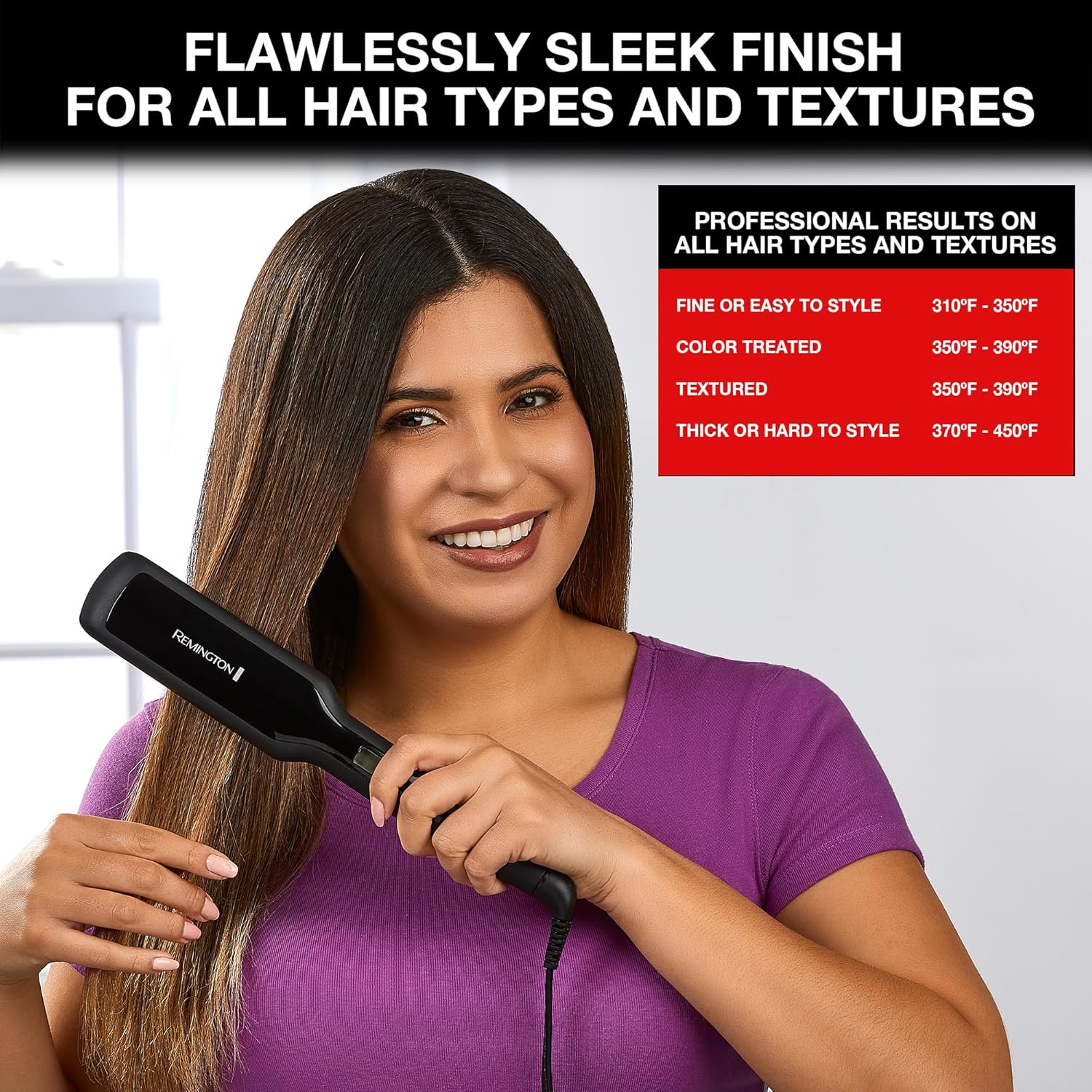 Remington 1 3/4" Flat Iron, Hair Straightener with Anti-Static Technology, 30-Second Heat Up & 60 Minute Auto Shut-off, 30% Longer Ceramic Floating Plates, Titanium + Ceramic Coating - Image 3