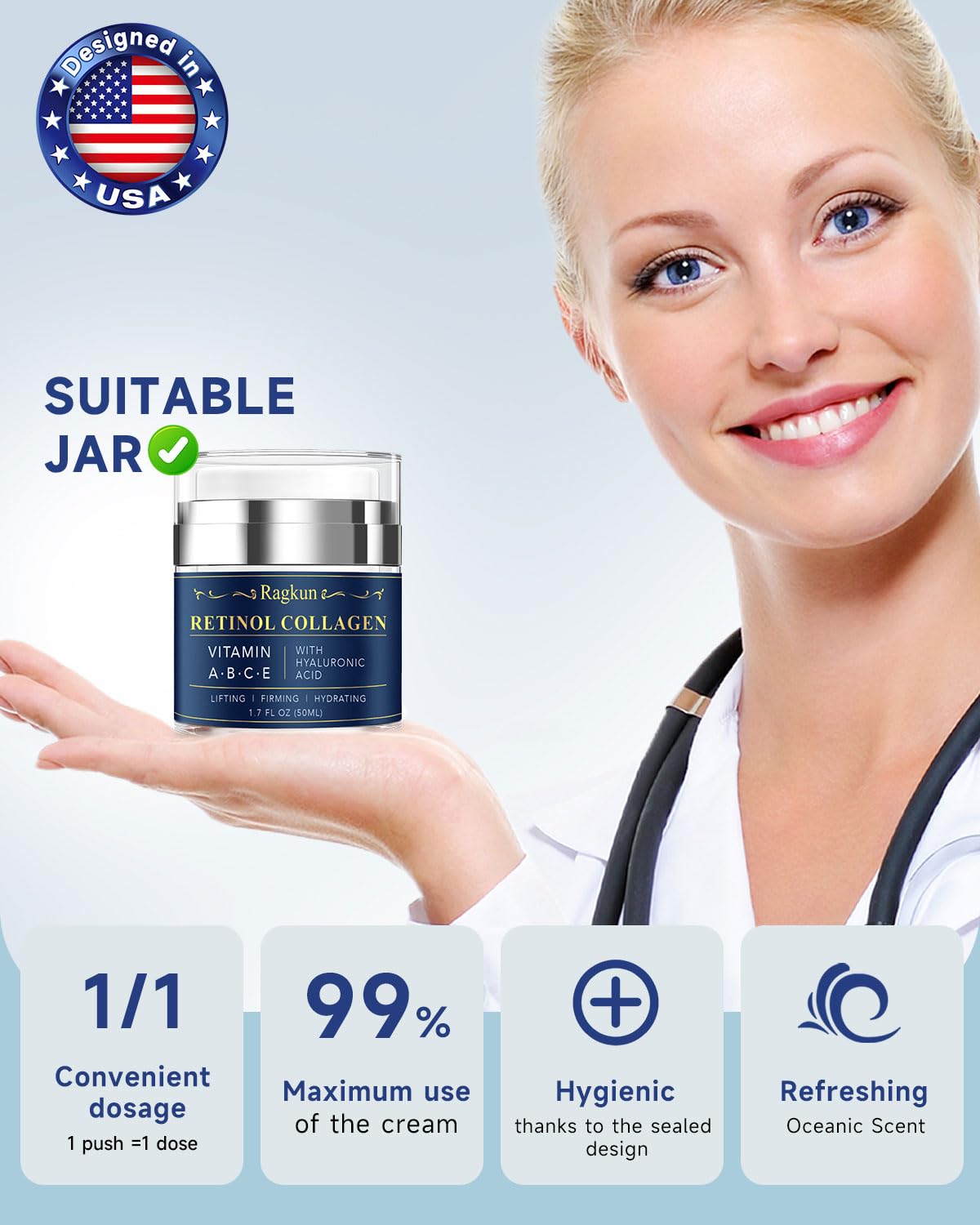 Retinol and Collagen Cream for Face and Neck, Anti-Aging Moisturizer 1.7 fl. oz - Image 4