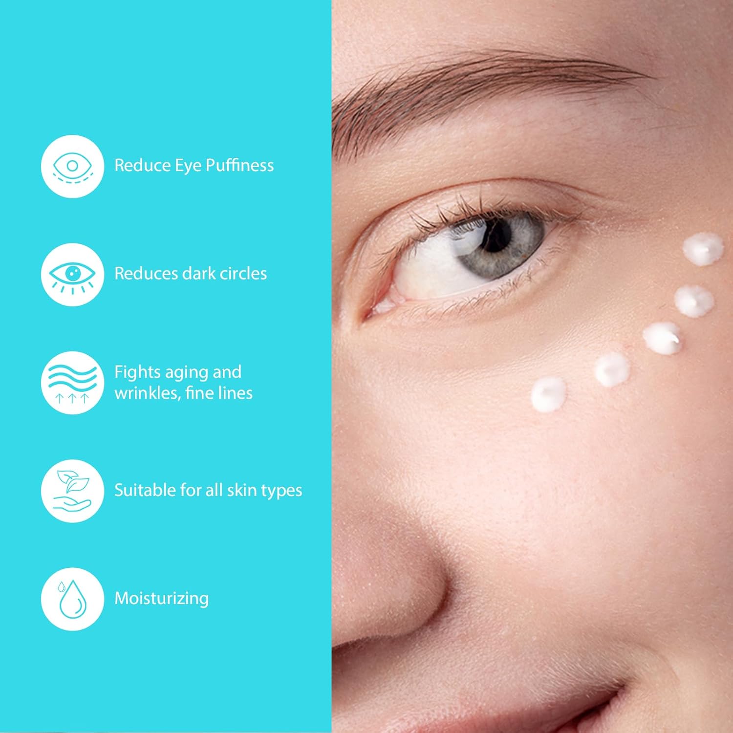 Retinol Eye Cream - Eye Serum for Dark Circles & Puffiness Anti-Aging - Under Eye Cream with Hyaluronic Acid & Caffeine to Reduce Wrinkles & Repair the Eye Area (15ml) - Image 3