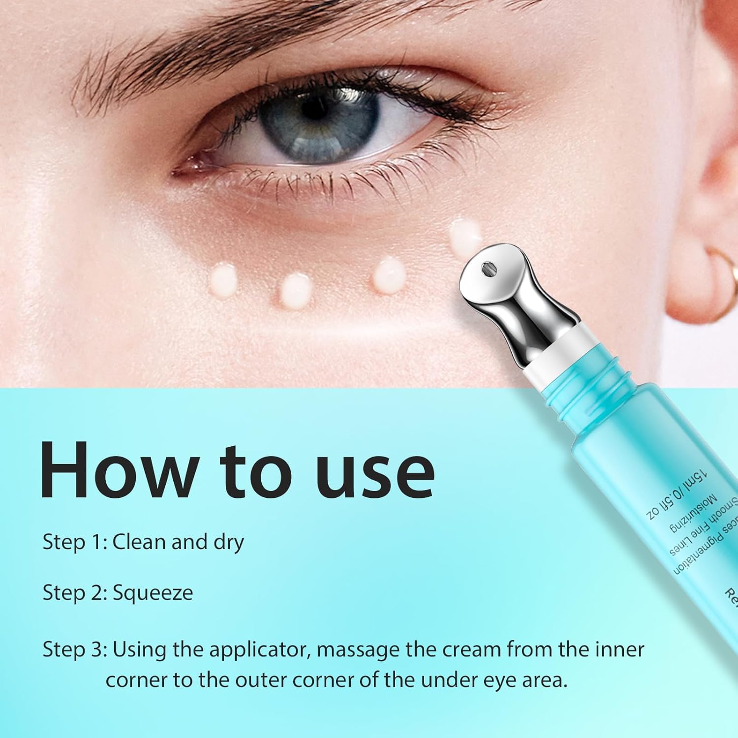 Retinol Eye Cream - Eye Serum for Dark Circles & Puffiness Anti-Aging - Under Eye Cream with Hyaluronic Acid & Caffeine to Reduce Wrinkles & Repair the Eye Area (15ml) - Image 6