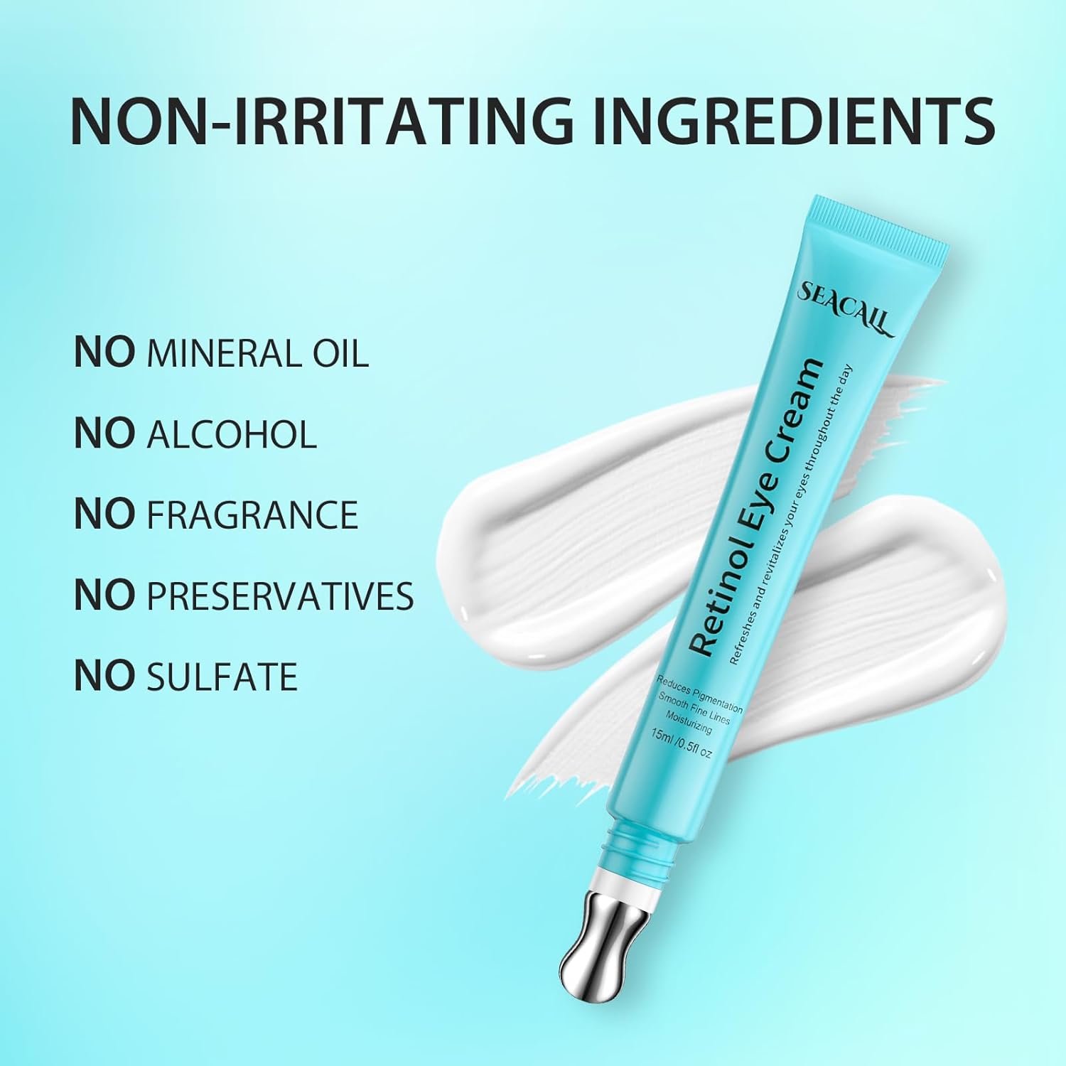 Retinol Eye Cream - Eye Serum for Dark Circles & Puffiness Anti-Aging - Under Eye Cream with Hyaluronic Acid & Caffeine to Reduce Wrinkles & Repair the Eye Area (15ml) - Image 5