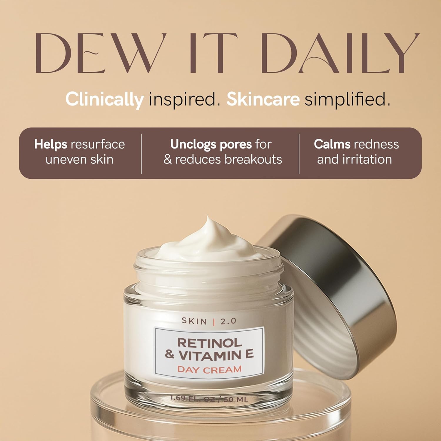 Retinol & Vitamin E Face Moisturizer - Dermatologist Tested, Hydrating, Restores Sun-Damaged Skin, Anti-Aging - Reduces Acne Scars, Clean Beauty, Cruelty-Free Korean Skincare - 1.69 Fl oz - Image 4
