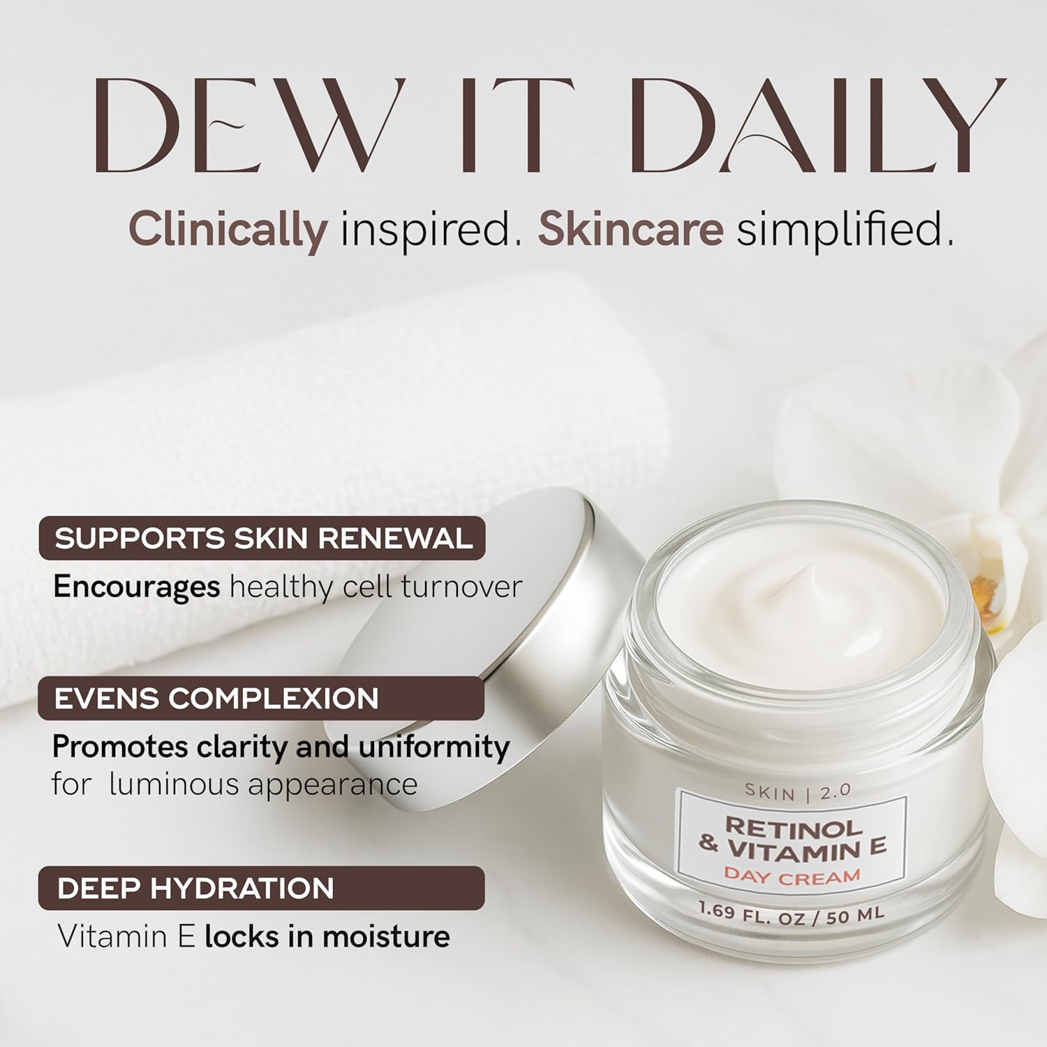 Retinol & Vitamin E Face Moisturizer - Dermatologist Tested, Hydrating, Restores Sun-Damaged Skin, Anti-Aging - Reduces Acne Scars, Clean Beauty, Cruelty-Free Korean Skincare - 1.69 Fl oz - Image 3