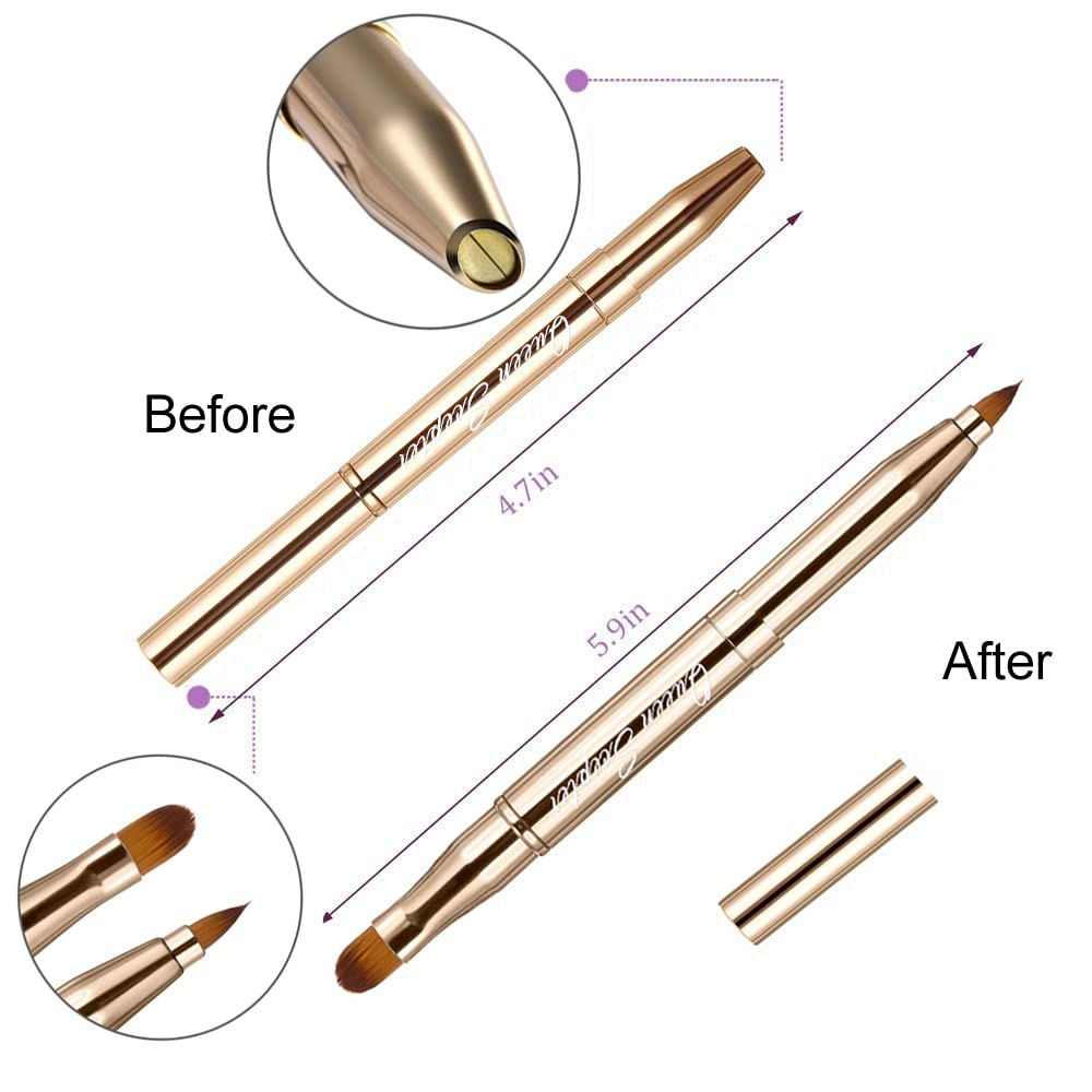Retractable Dual End Lip Brush Concealer Brush with Cap, Lipstick Eyeshadow Foundation Makeup Brushes Gold, Black, Purple - Image 9