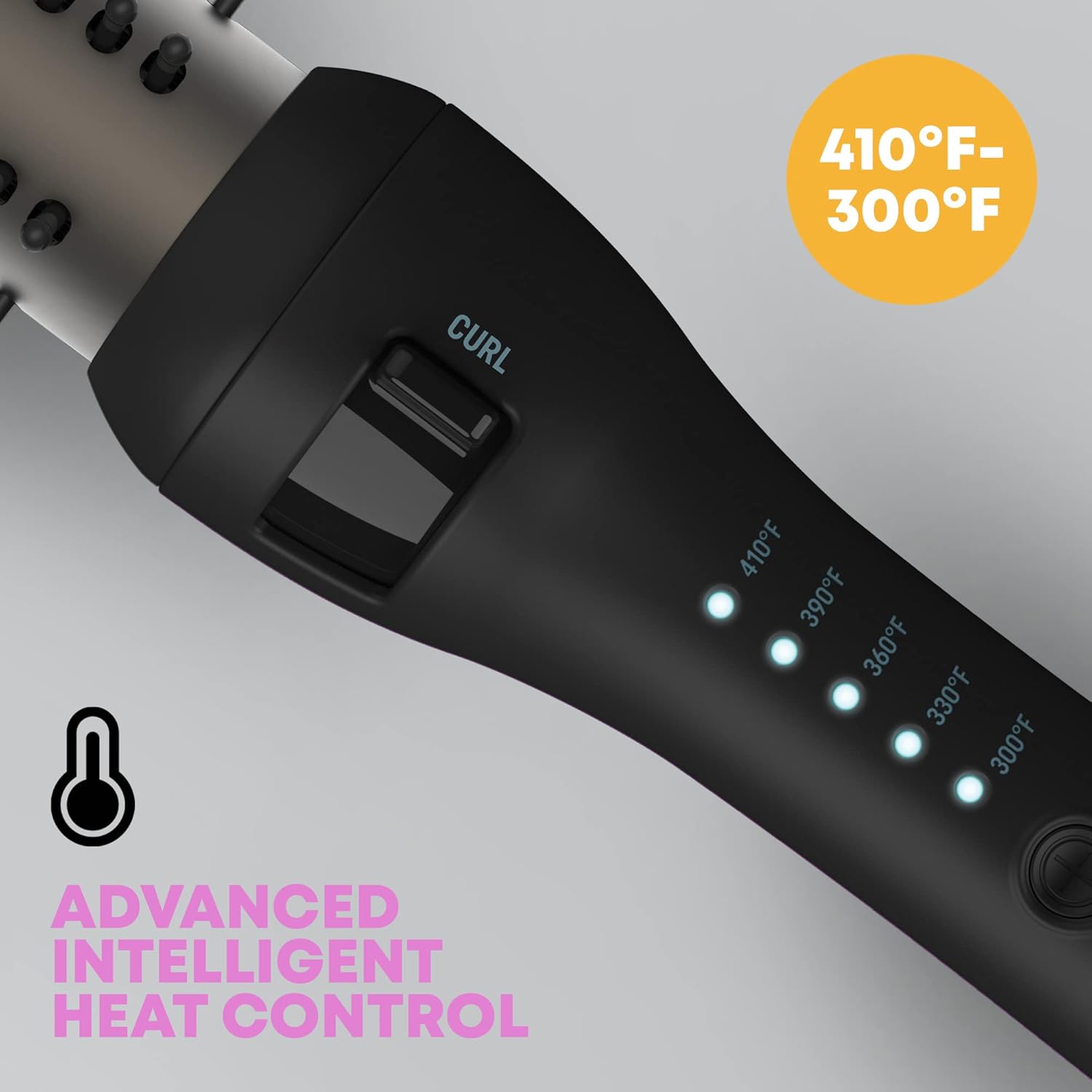 Revamp Progloss Volume & Wave Ceramic Heated Brush – Curling Iron Brush with Retractable 1.25” Bristles, Ceramic Barrel Infused with Progloss Oils for Frizz-Free Shine – Auto-Off & 9’ Swivel Cord - Image 3