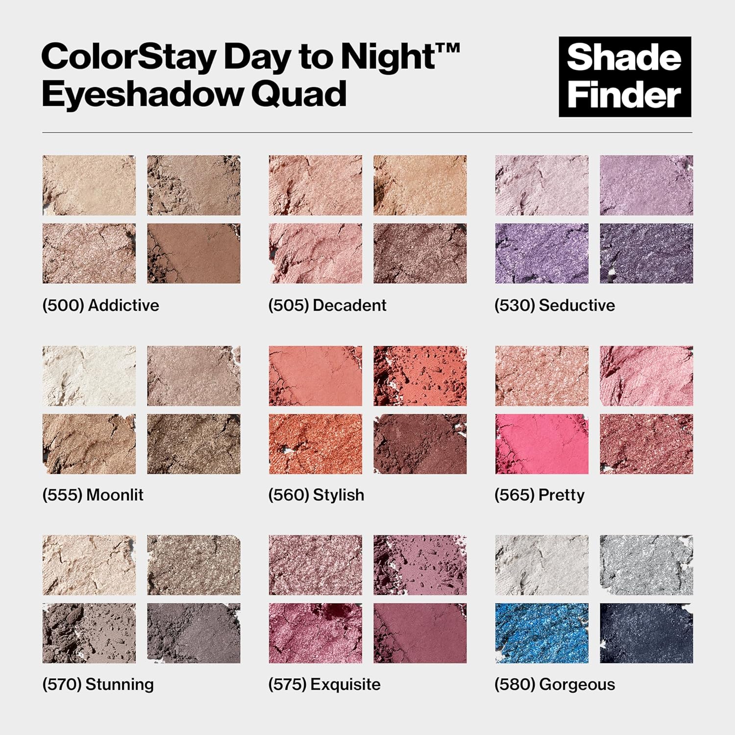 Revlon ColorStay Day to Night Eyeshadow Quad, Longwear Shadow Palette with Transitional Shades and Buttery Soft Feel, Crease & Smudge Proof, 500 Addictive, 0.16 oz - Image 7