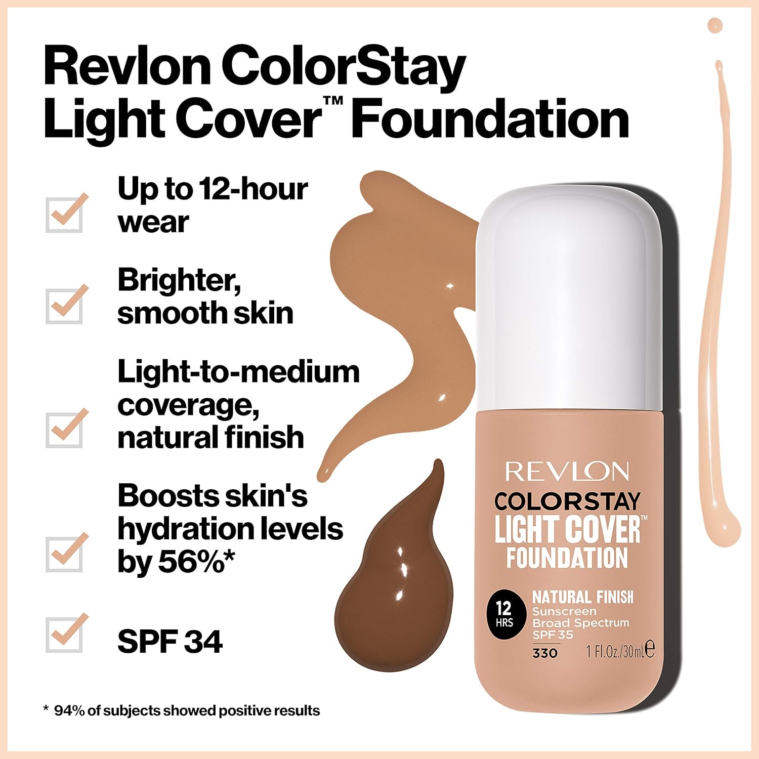 Revlon ColorStay Light Cover Liquid Foundation, Hydrating Longwear Weightless Makeup with SPF 35, Light-Medium Coverage for Blemish, Dark Spots & Uneven Skin Texture, 150 Buff, 1 fl. Oz - Image 4