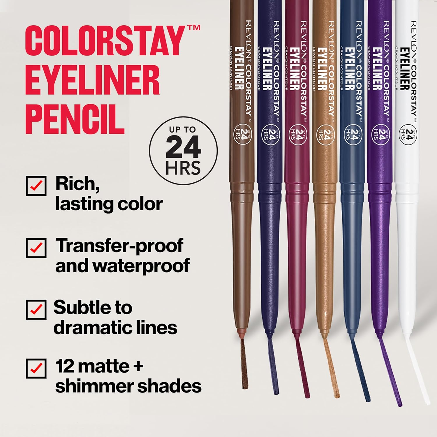Revlon ColorStay Pencil Eyeliner with Built-in Sharpener, Waterproof, Smudgeproof, Longwearing Eye Makeup with Ultra-Fine Tip, 201 Black, 0.01 oz - Image 3