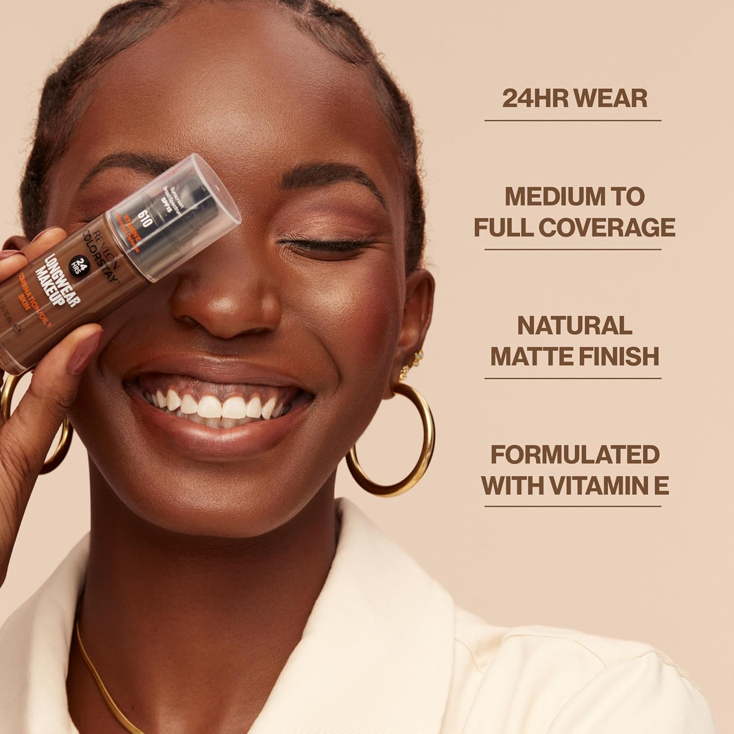 Revlon Liquid Foundation, ColorStay Face Makeup for Combination & Oily Skin, SPF 15, Medium-Full Coverage with Matte Finish, 300 Golden Beige, 1 Fl Oz - Image 3