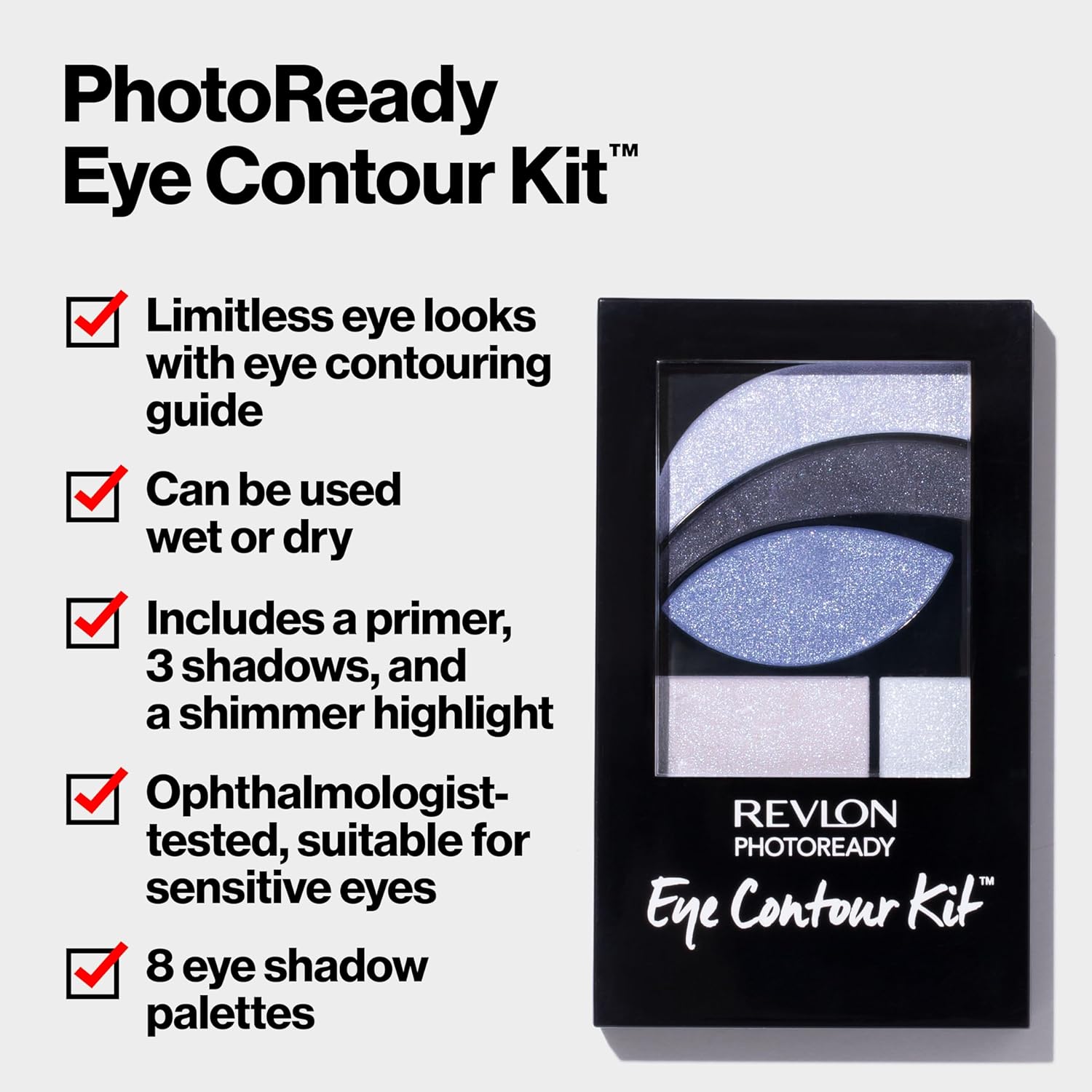 REVLON PhotoReady Eye Contour Kit, Eyeshadow Palette with 5 Wet/Dry Shades & Double-Ended Brush Applicator, Watercolors (520), 0.1oz - Image 3