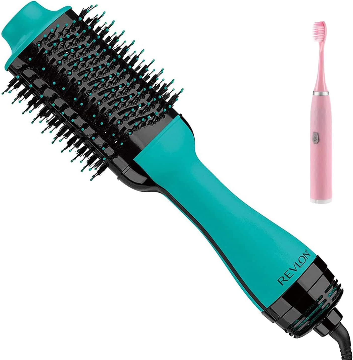 REVLON Salon One-Step Original 1.0 Hair Dryer and Volumizer Hot Air Brush, Teal - Diffuser, Ionic Technology, Adjustable Heat Settings, Cool Tip, Dryer Attachment